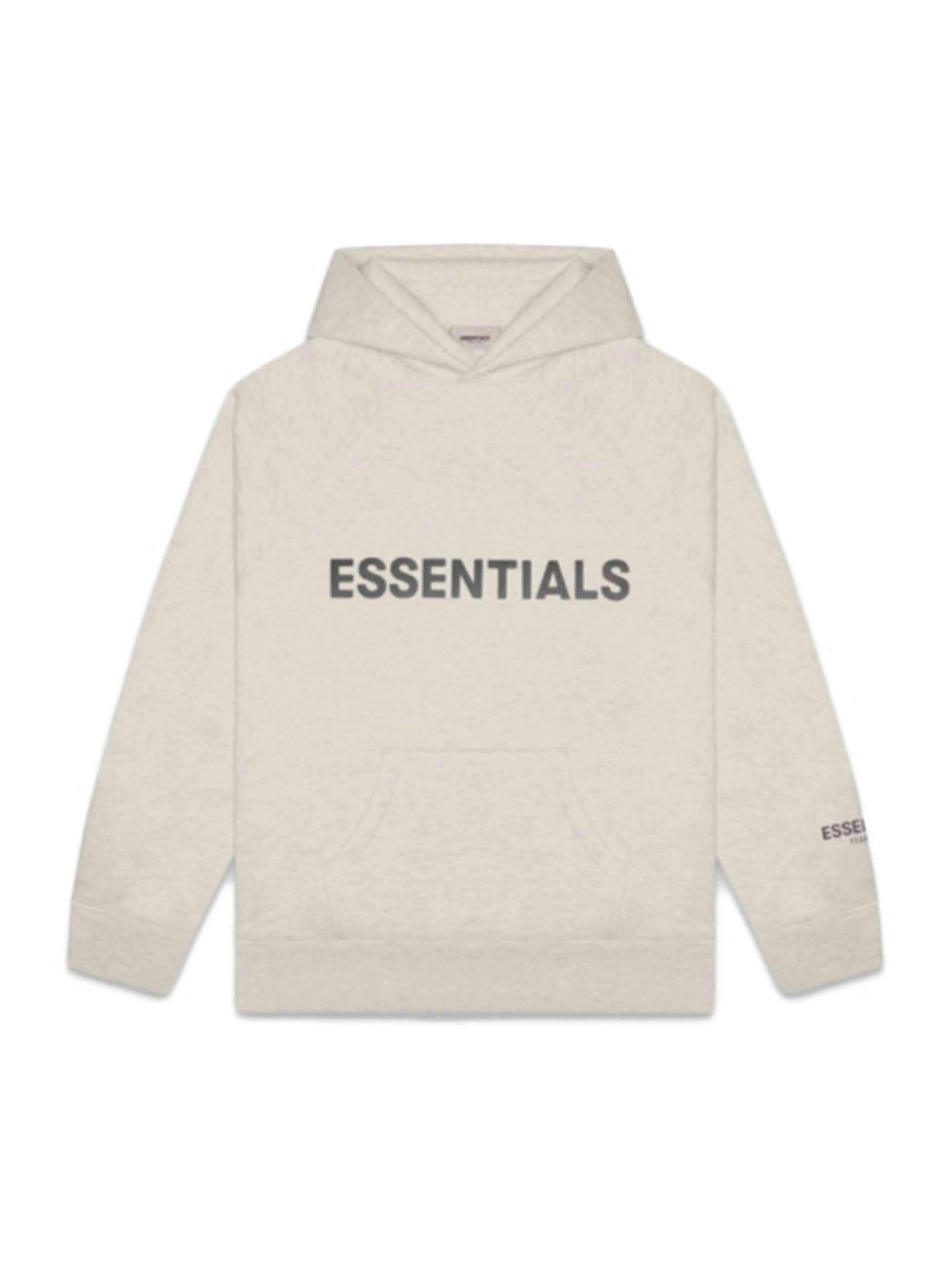 Image of Fear Of God Essentials 3D Silicon Applique Pullover Hoodie Oatmeal [SS20] Fear Of God Essentials