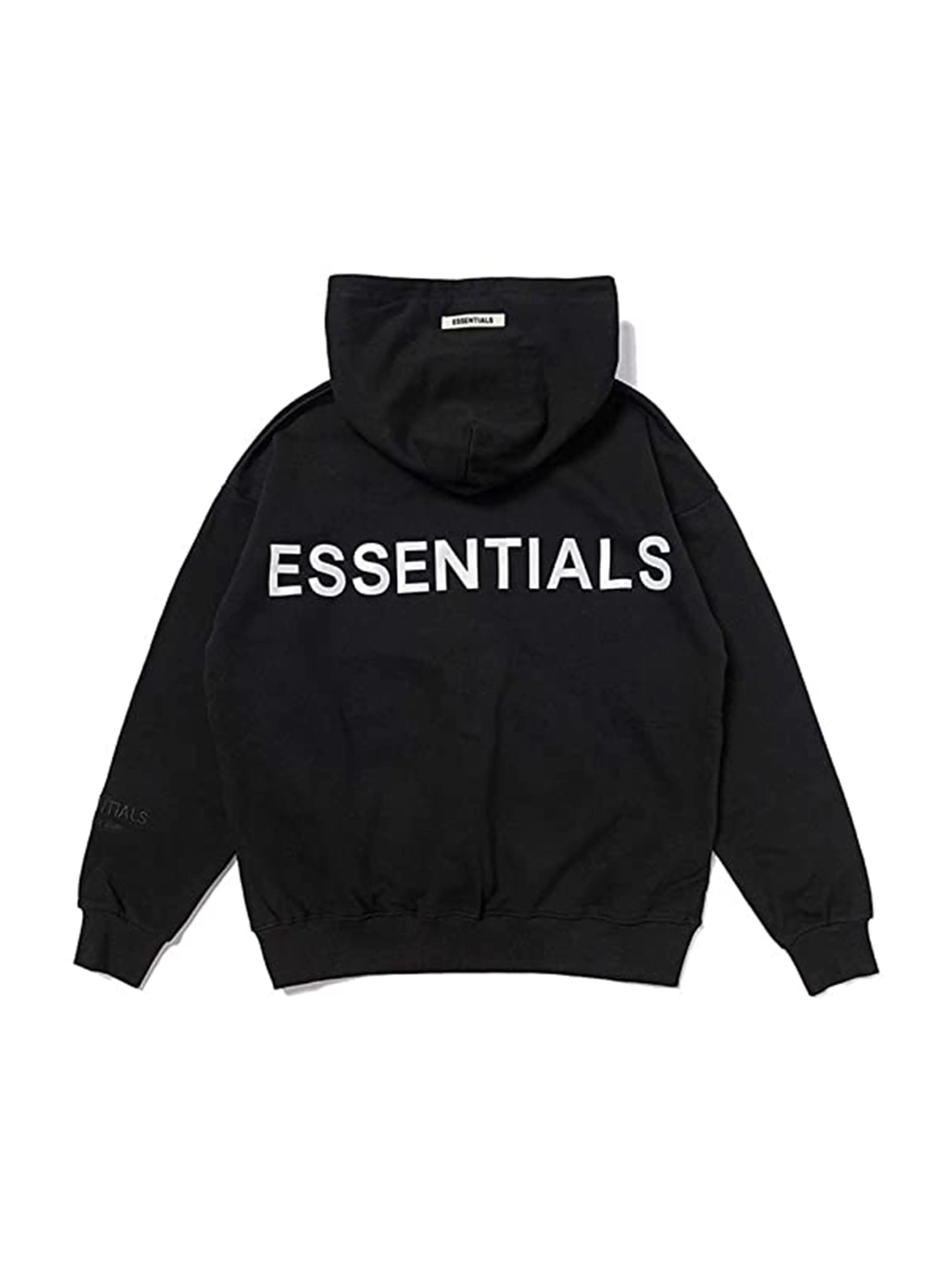 Image of Fear Of God Essentials 3M Reflective Logo Pullover Hoodie Black/White [FW19] Prior