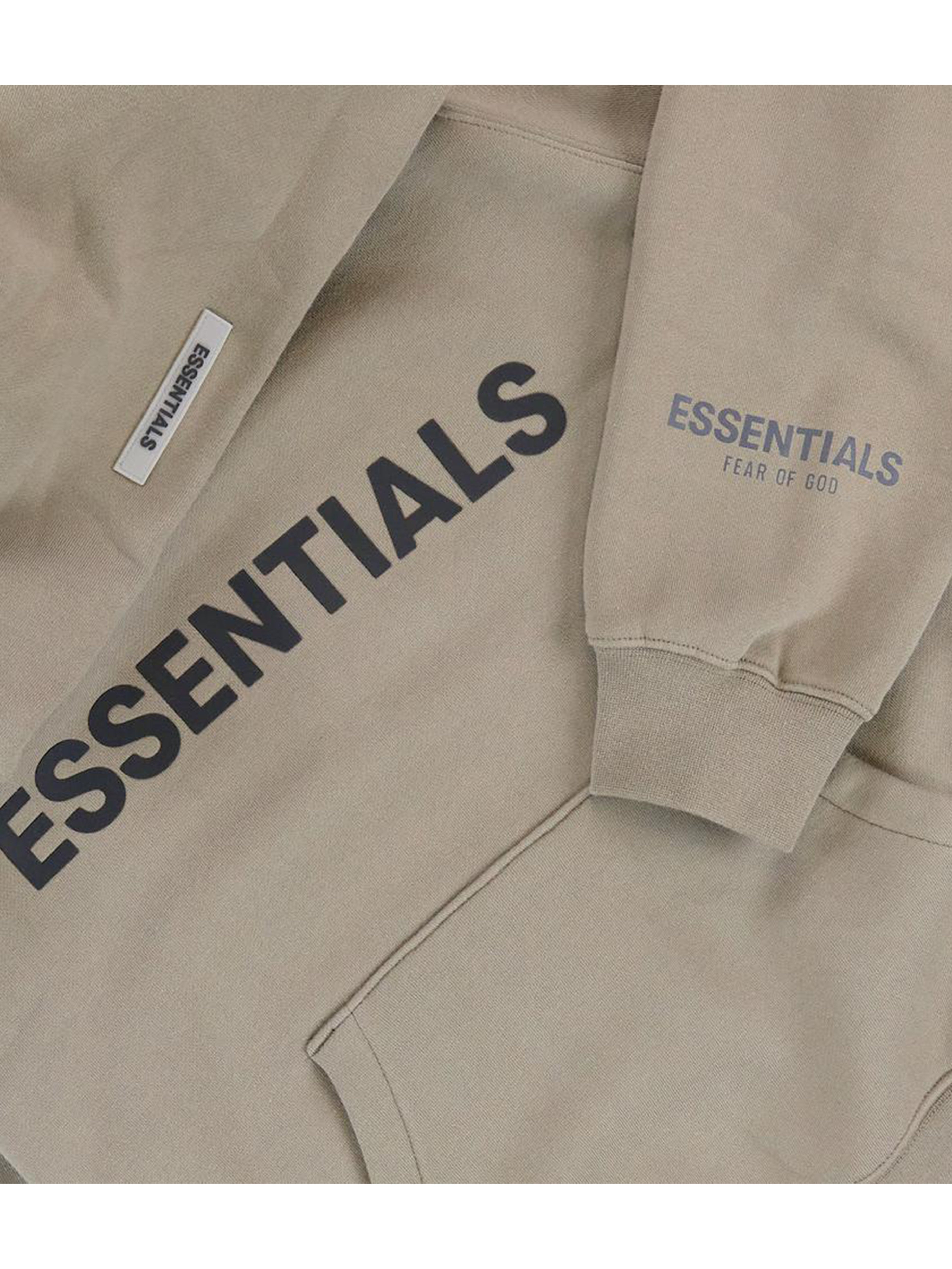 Image of Fear Of God Essentials Applique Logo Hoodie Taupe [FW20] Prior