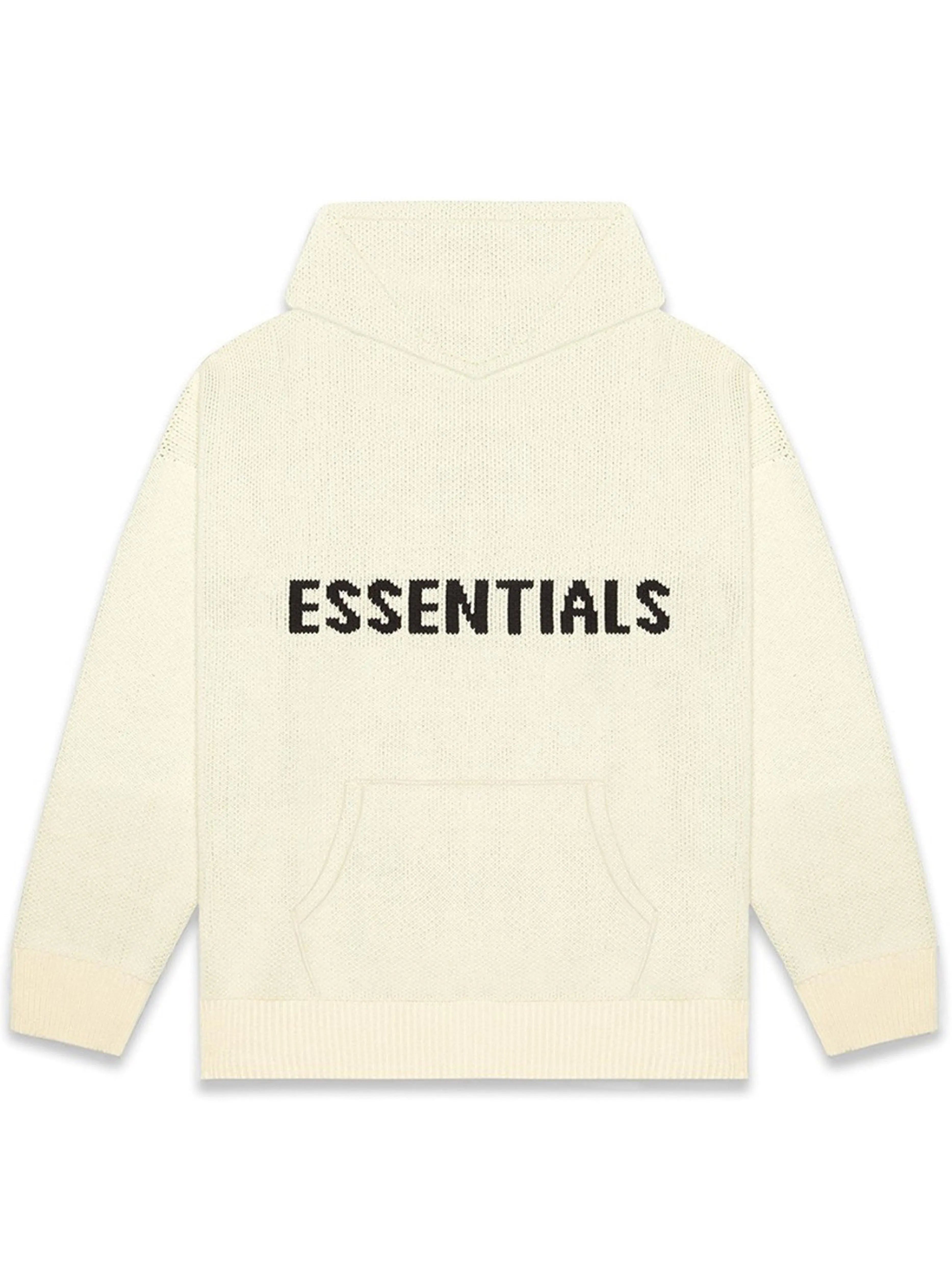 Image of Fear Of God Essentials Knit Pull Over Hoodie Cream [FW20] Prior