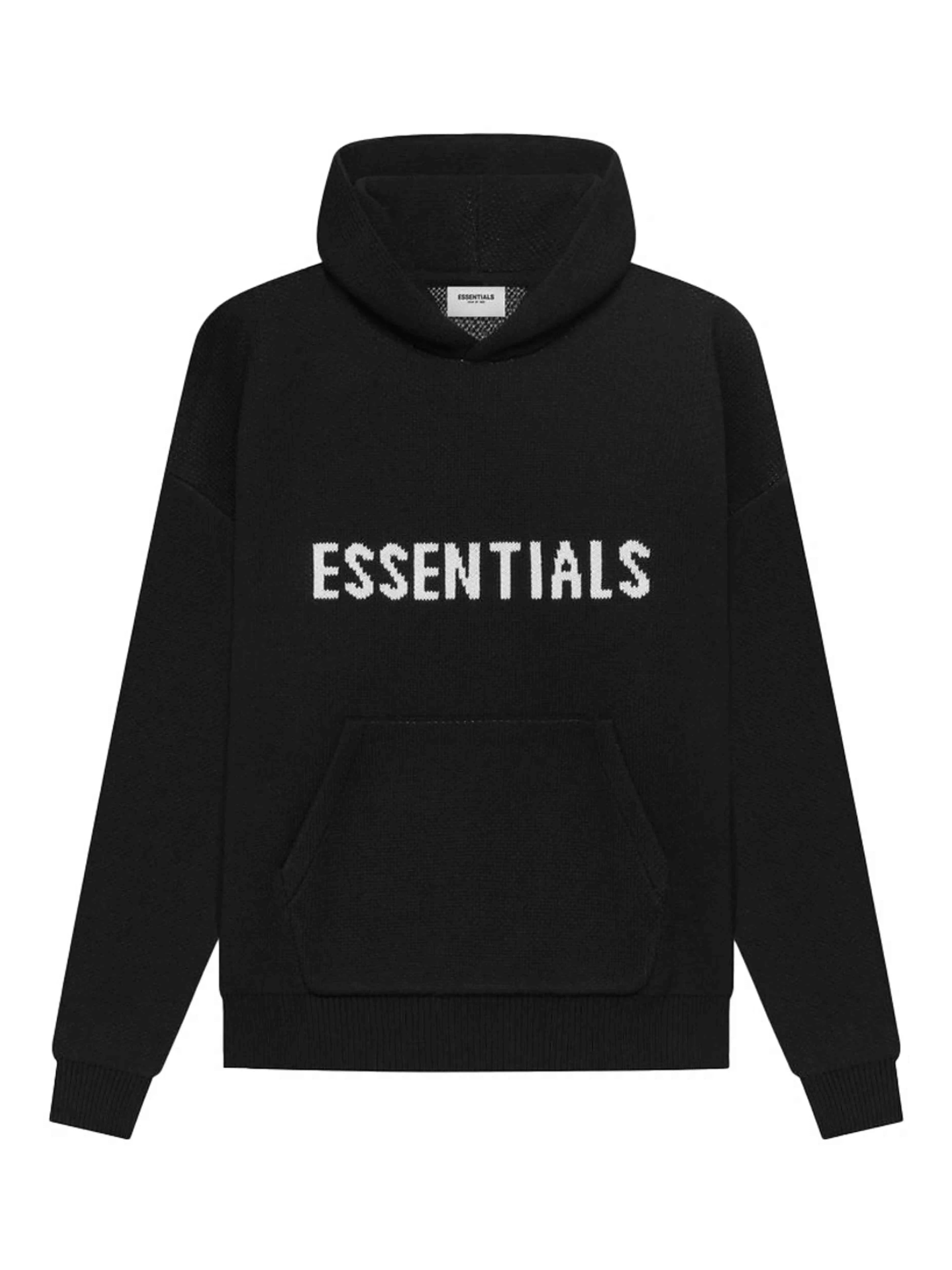 Image of Fear Of God Essentials Knit Pullover Hoodie Black [SS21] Prior