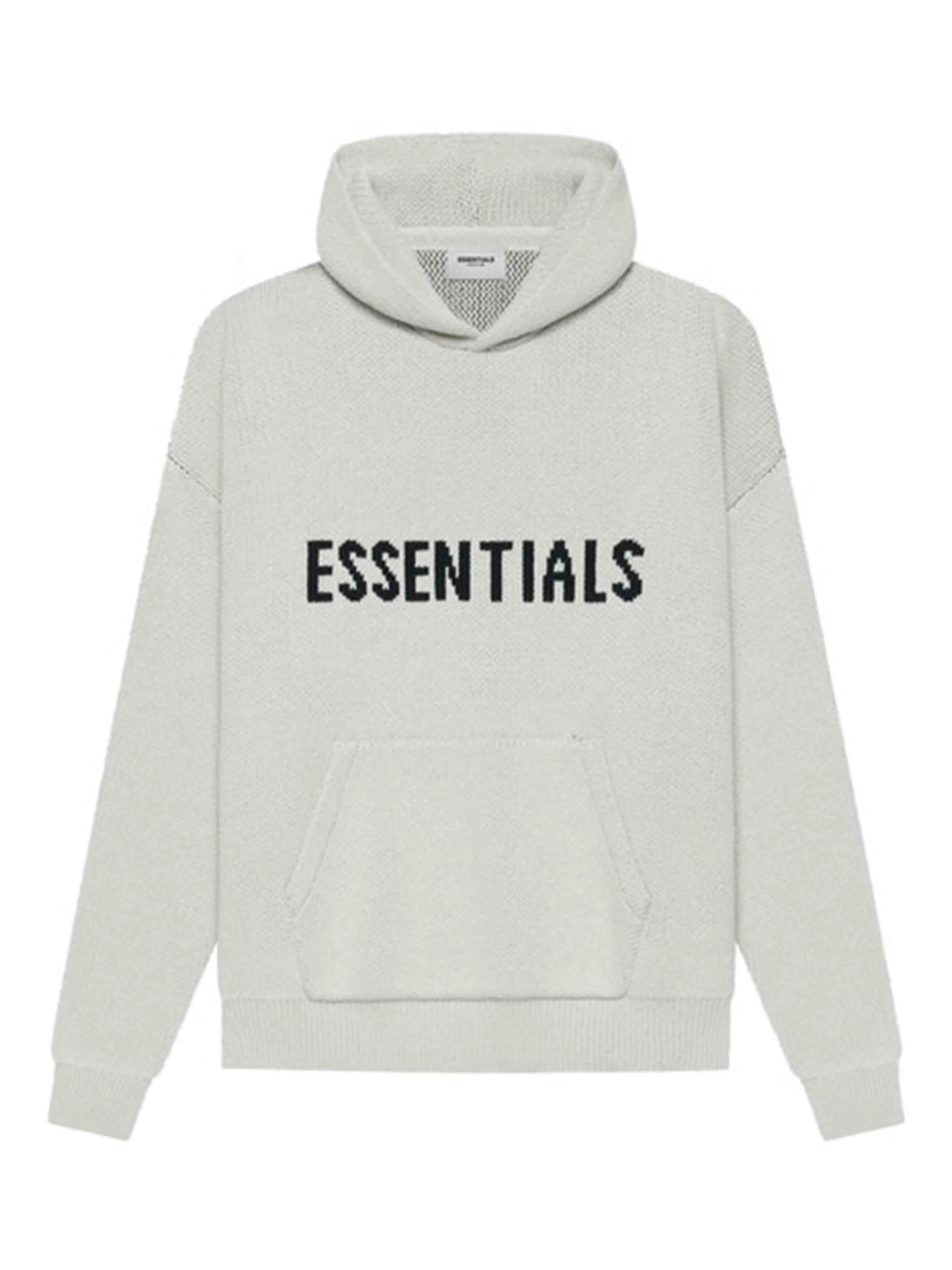 Image of Fear Of God Essentials Knit Pullover Hoodie Light Heather Oatmeal [SS21] Prior
