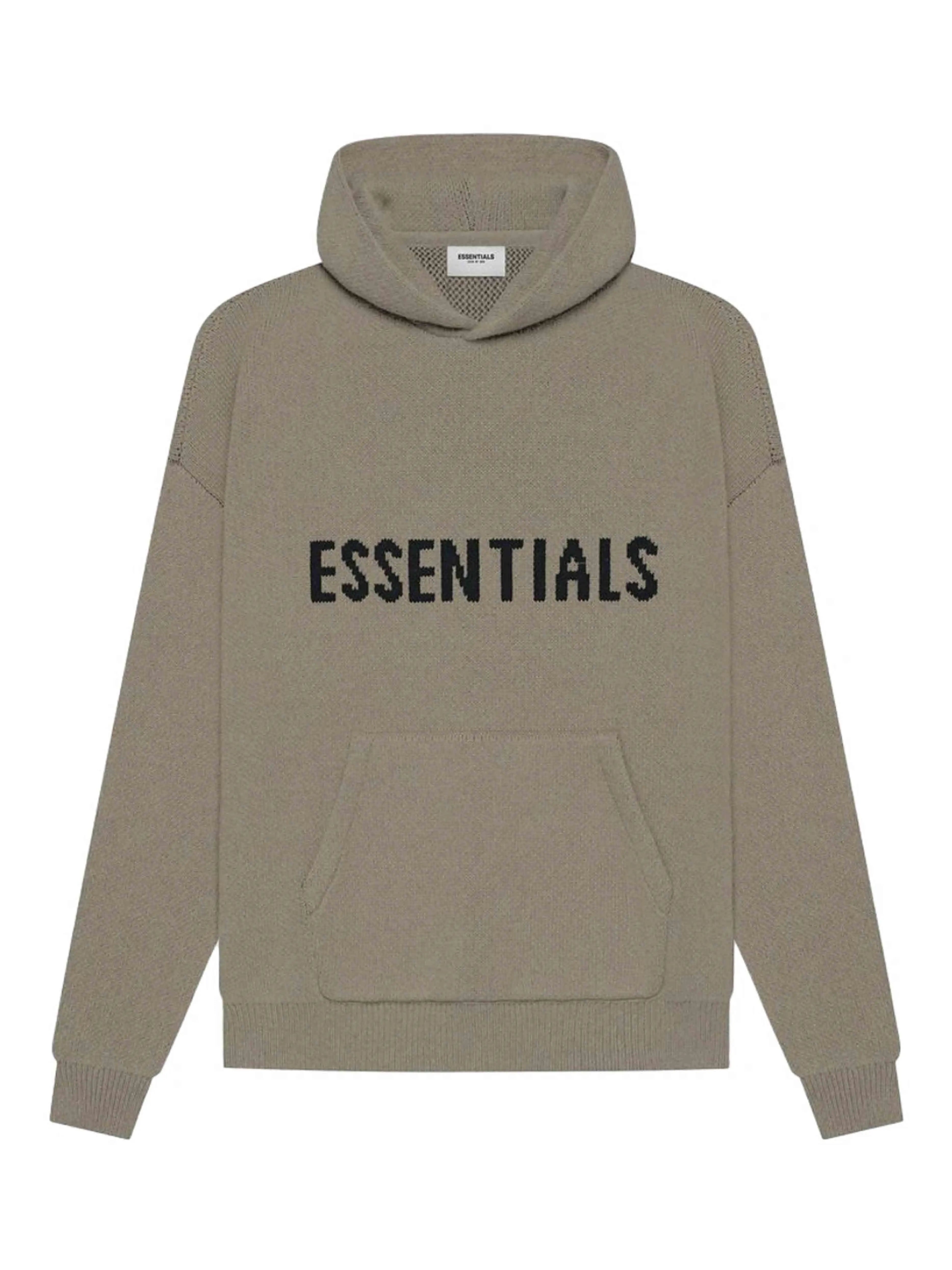 Image of Fear Of God Essentials Knit Pullover Hoodie Taupe [SS21] Prior