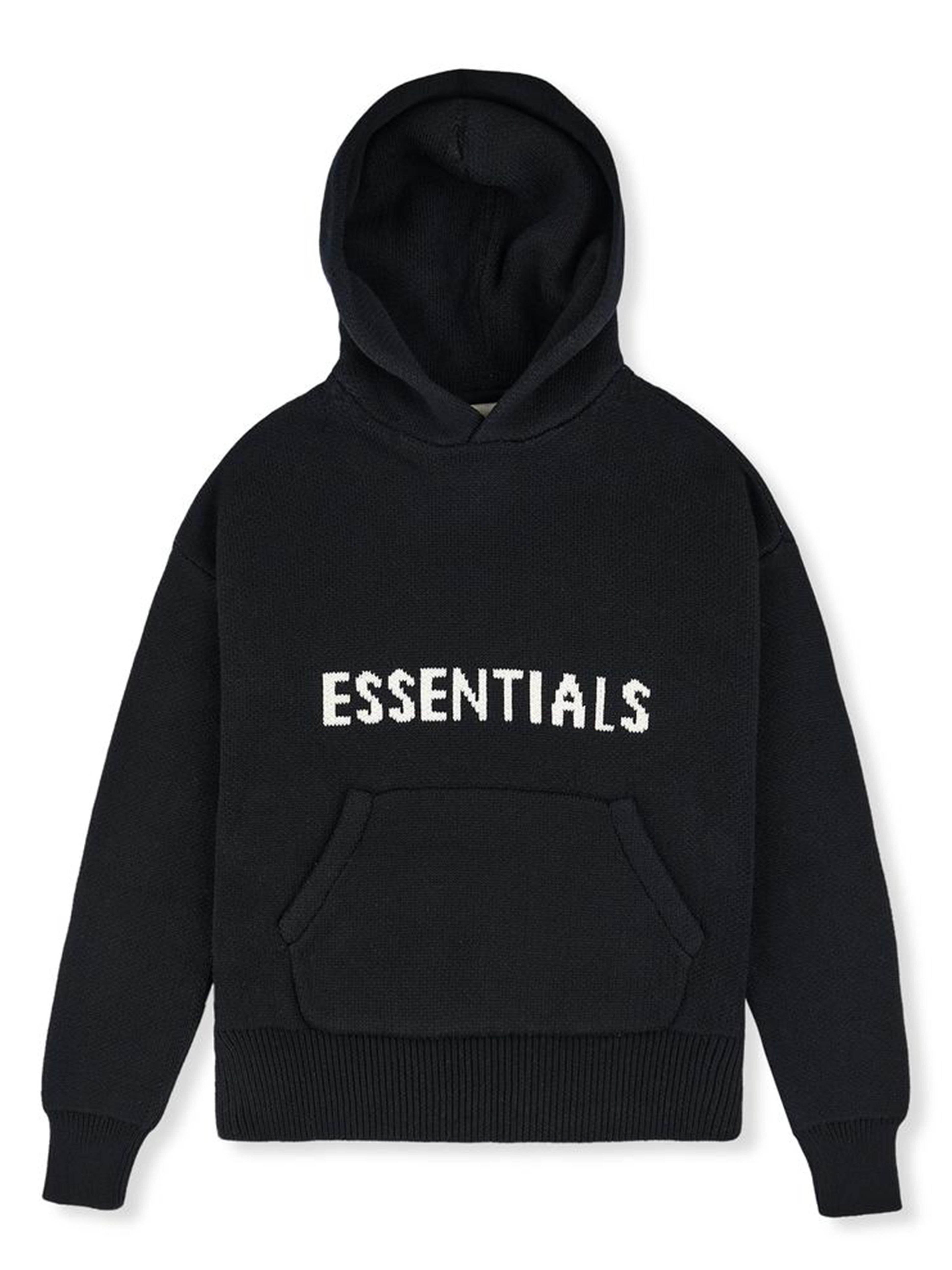 Image of Fear Of God Essentials Pull Over Knit Hoodie Black [FW20] Prior