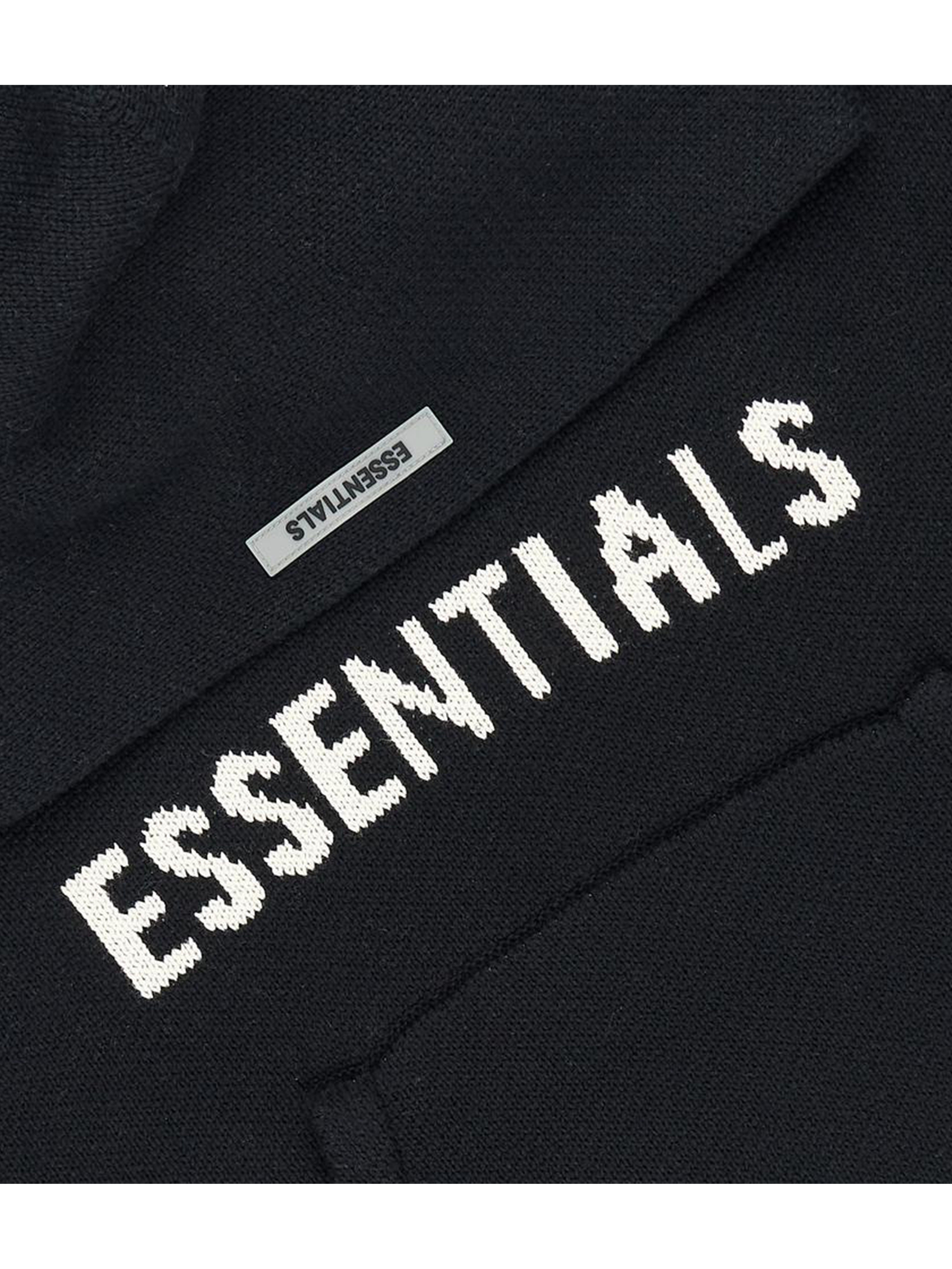 Image of Fear Of God Essentials Pull Over Knit Hoodie Black [FW20] Prior