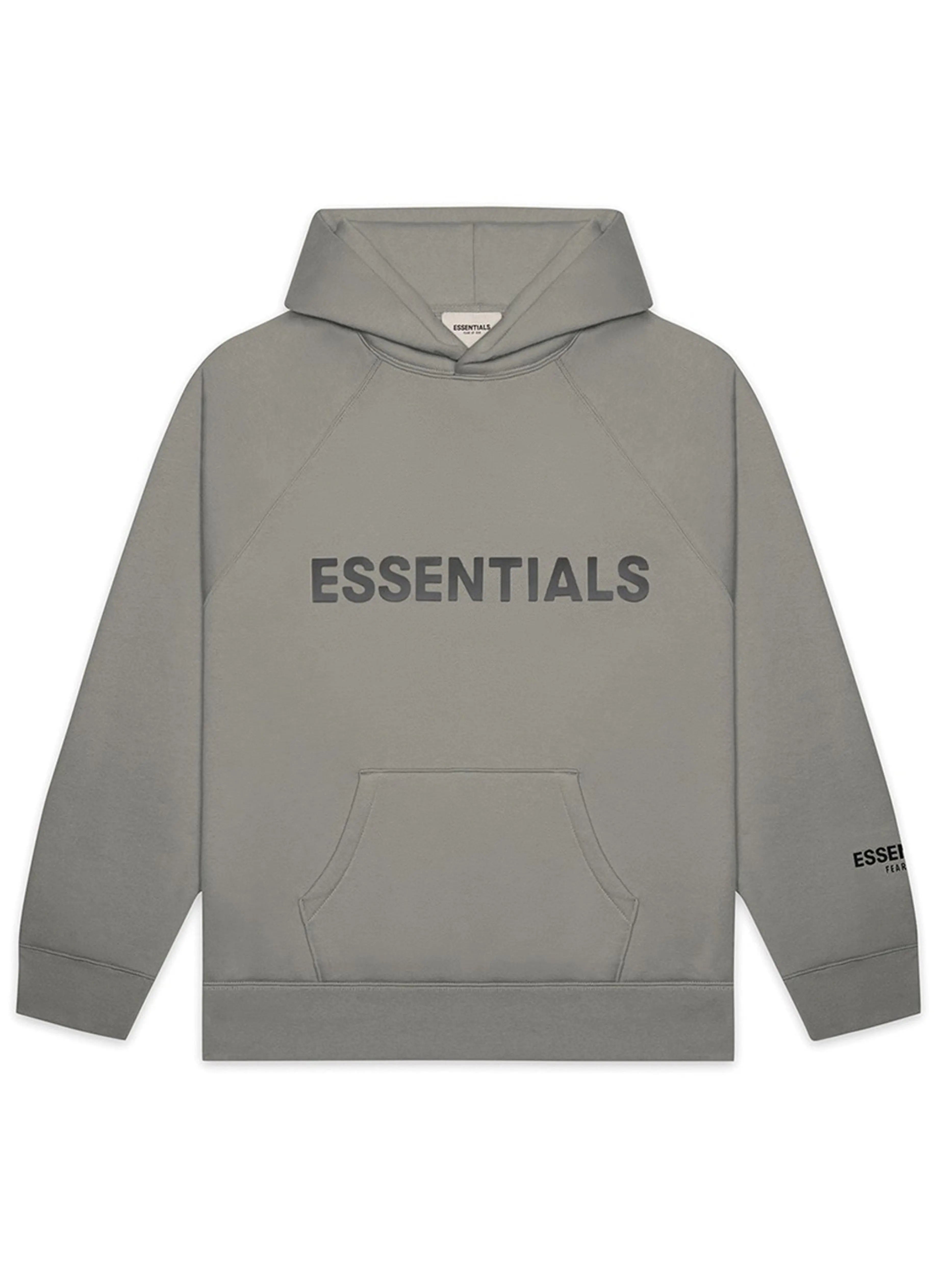 Image of Fear of God Essentials Applique Logo Pullover Hoodie Cement [FW20] Prior