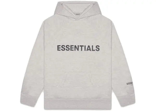 Image of Fear of God Essentials Pullover Hoodie Applique Logo Heather Oatmeal in Auckland, New Zealand - Shop name