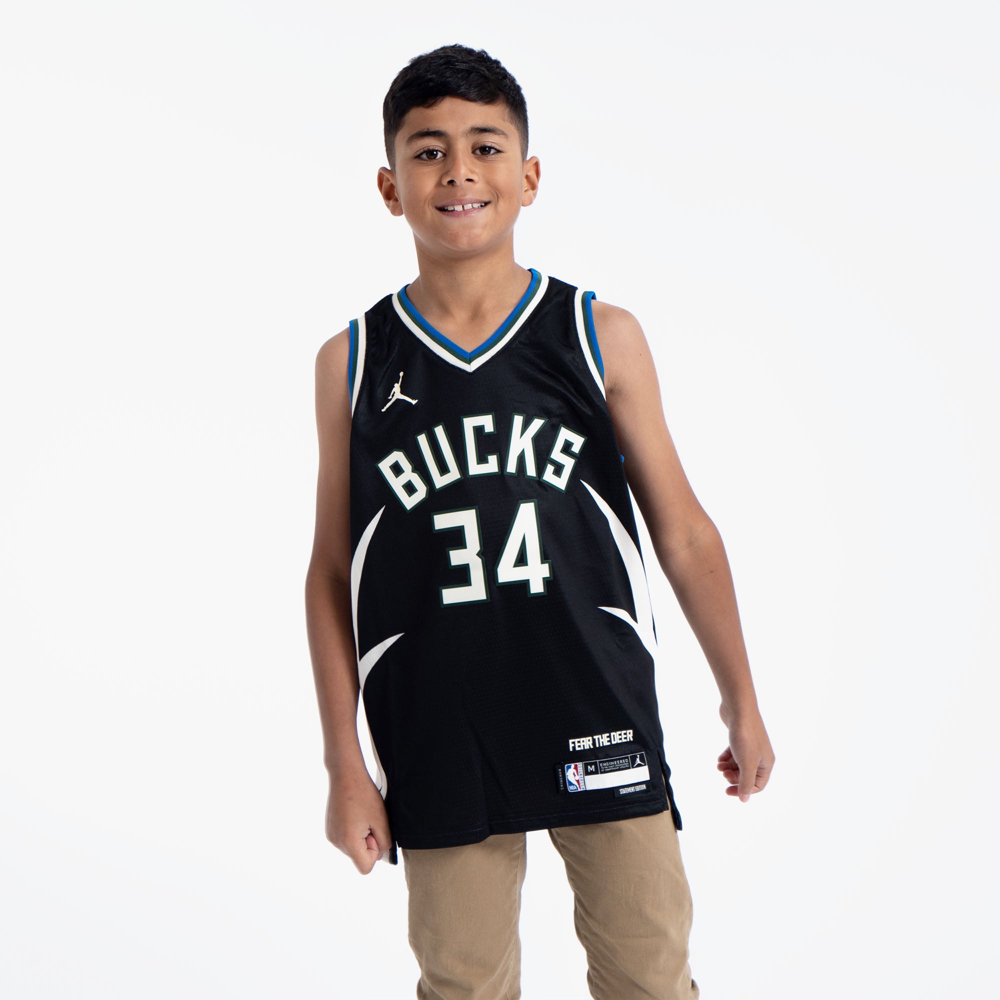 Image of Giannis Antetokounmpo Milwaukee Bucks 2025 Statement Edition Youth NBA Swingman Jersey