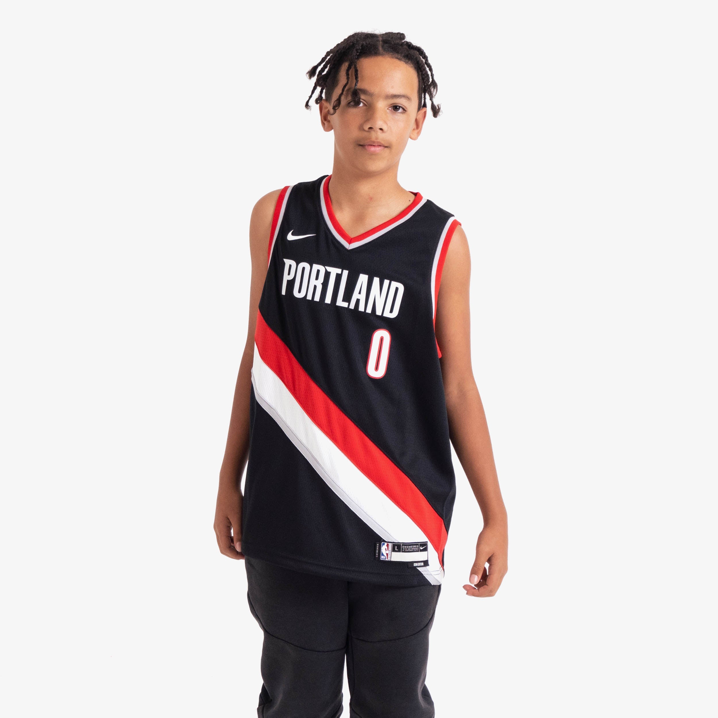 Image of Damian Lillard Portland Trail Blazers 2024 Icon Edition Youth NBA Swingman Jersey