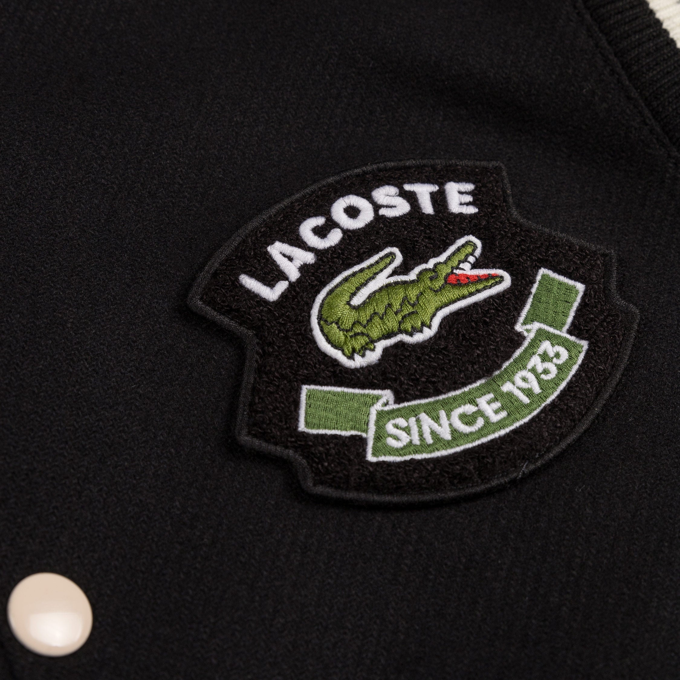 Image of Lacoste Wool Contrast Badge Varsity Jacket