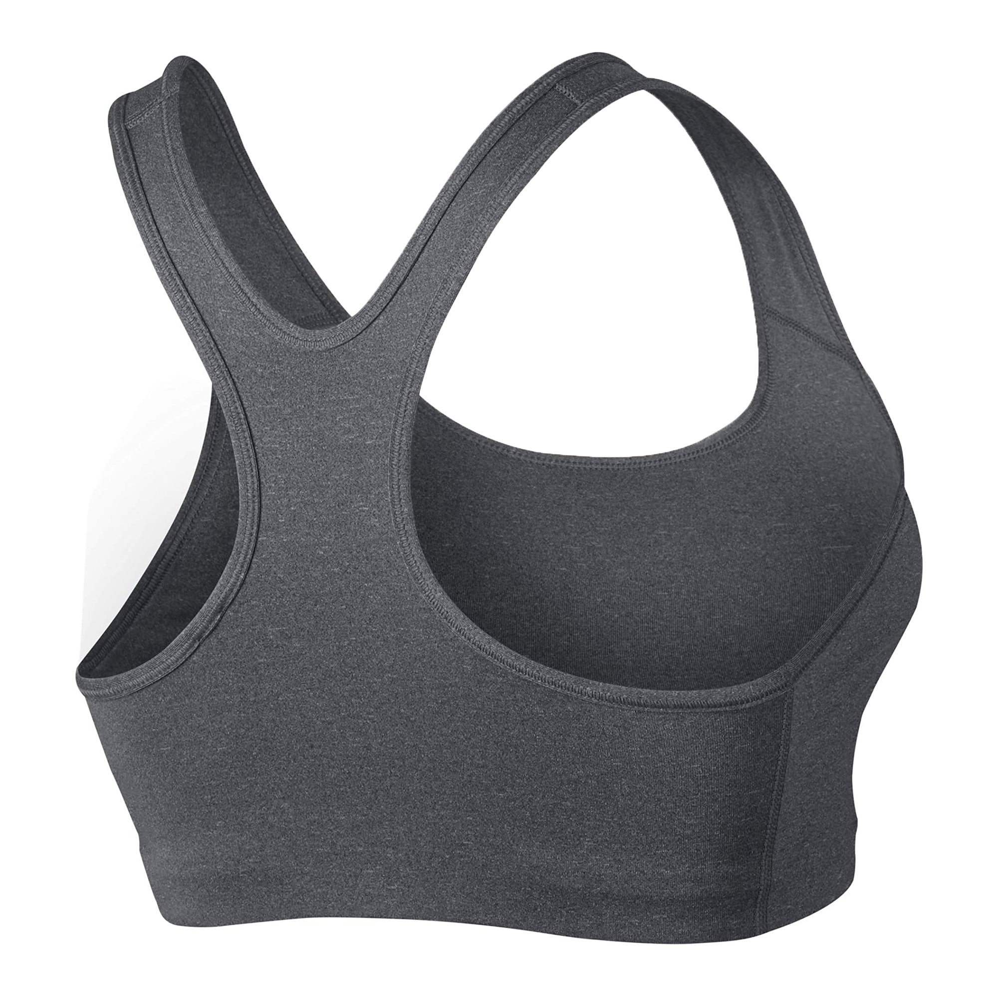 Image of Nike Womens Classic Swoosh Sports Bra Carbon Heather/Black Back