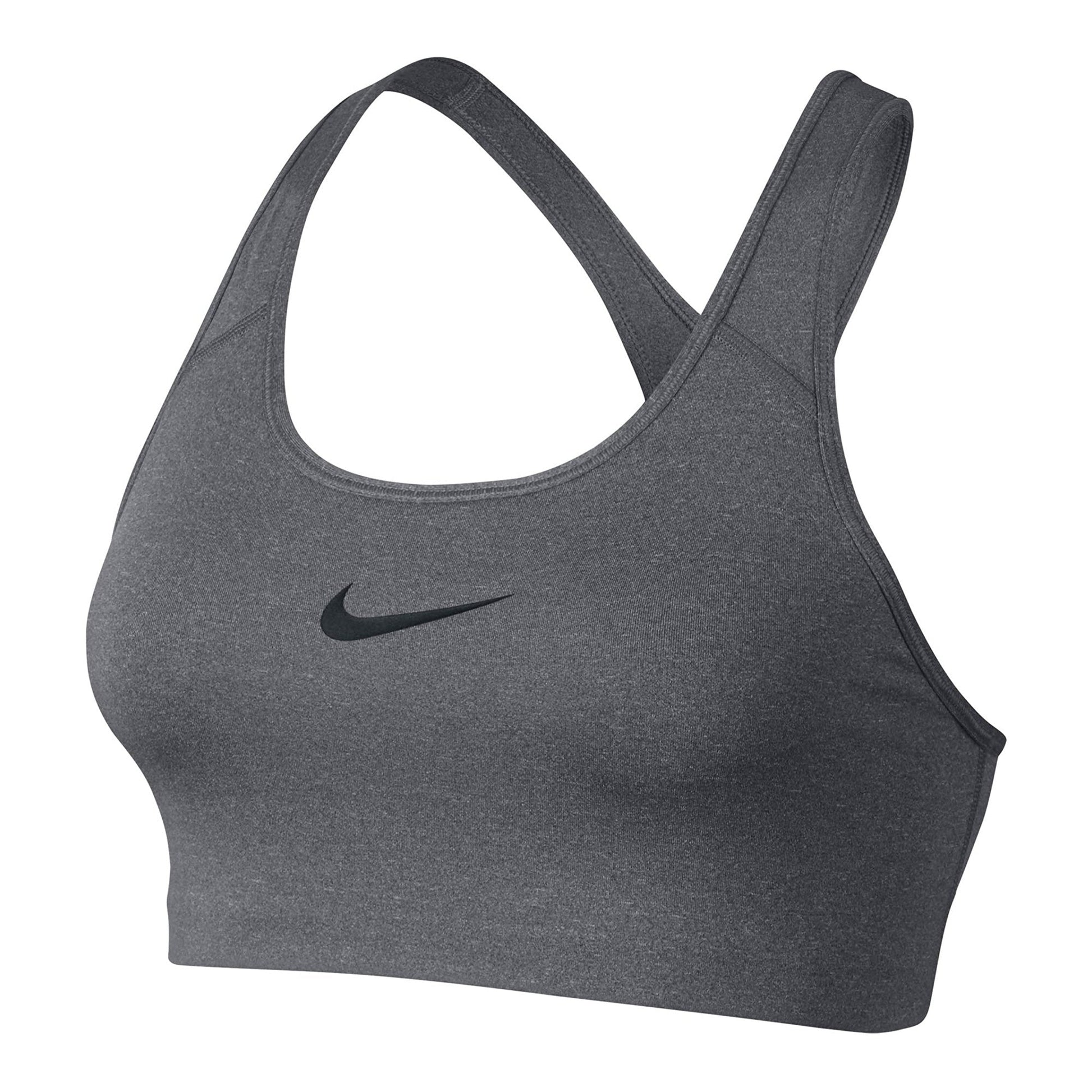 Nike Womens Classic Swoosh Sports Bra Carbon Heather/Black Front