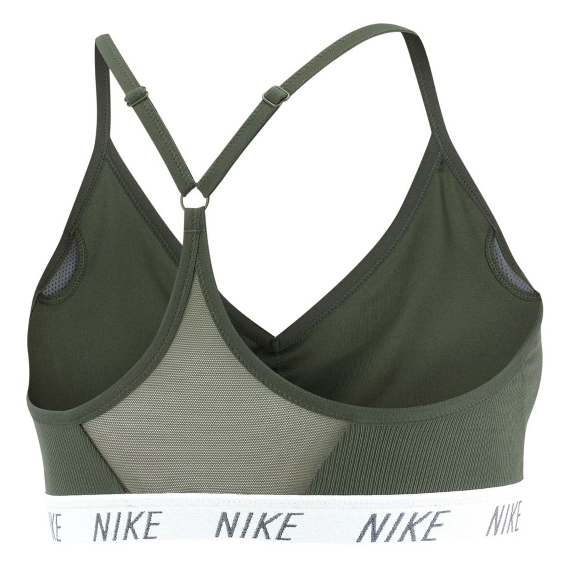 Image of Nike Womens Indy DriFIT VNeck Sports Bra Juniper Fog/White Back  