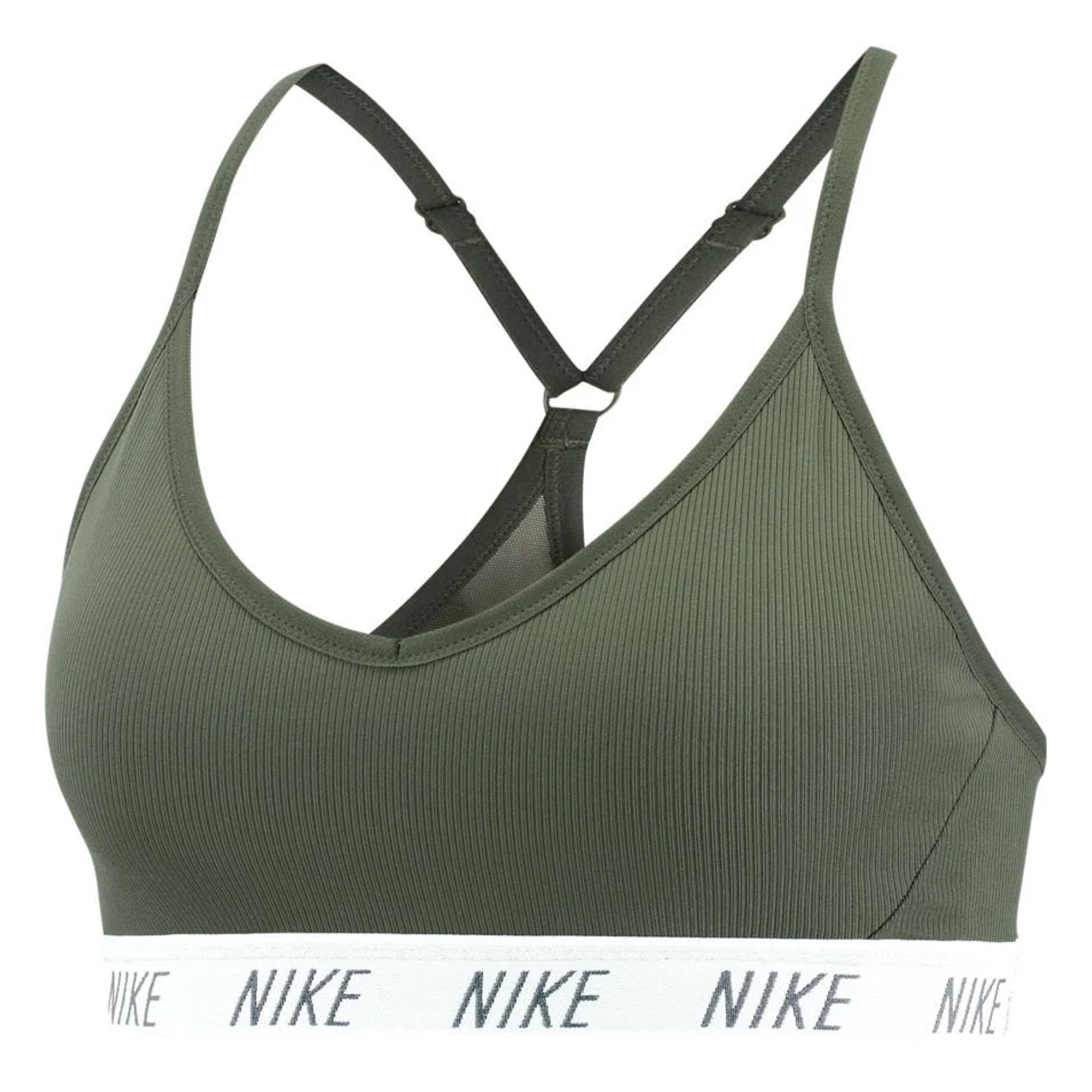Image of Nike Womens Indy DriFIT VNeck Sports Bra Juniper Fog/White Front