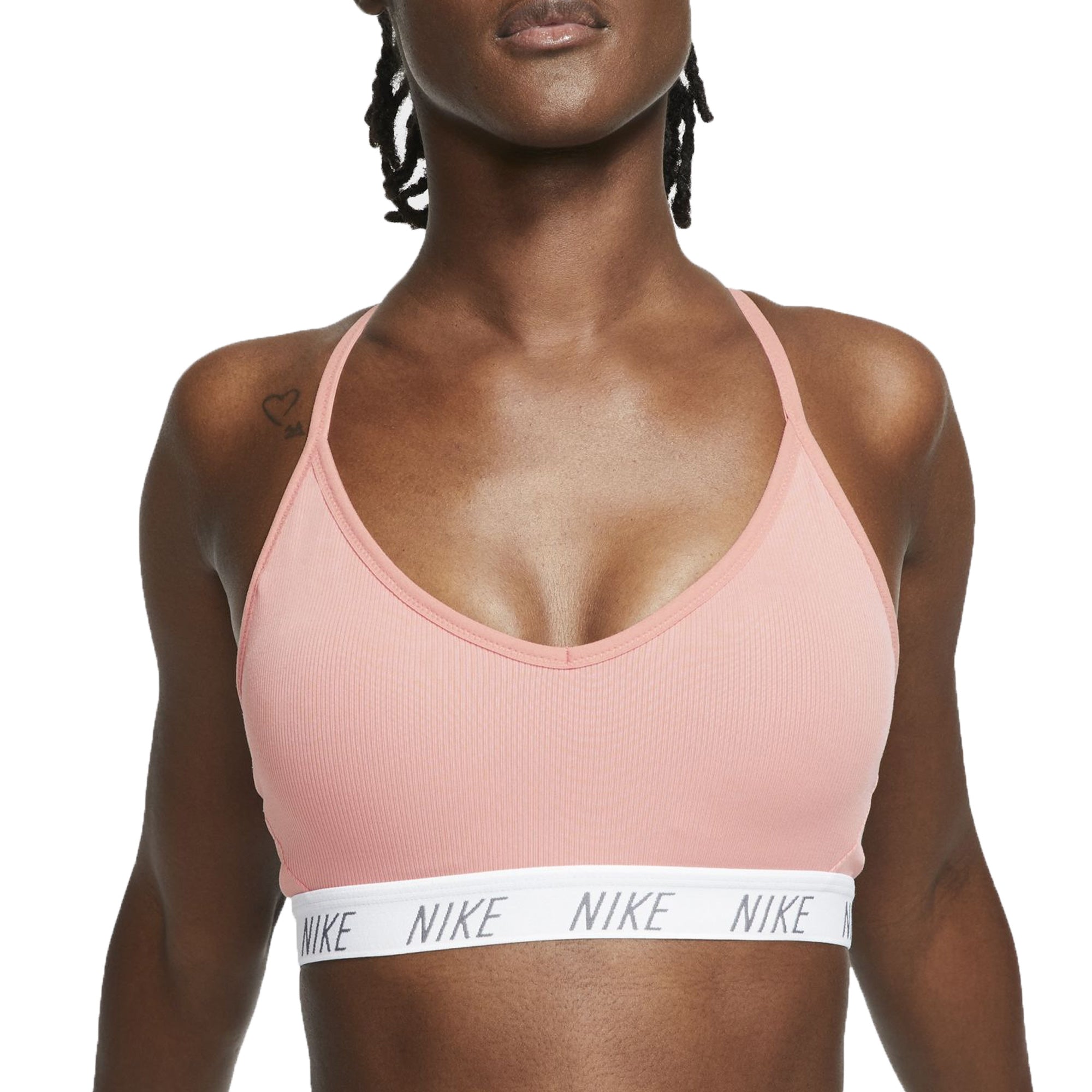 Image of Nike Womens Indy DriFIT VNeck Sports Bra Pink Quartz/White Main