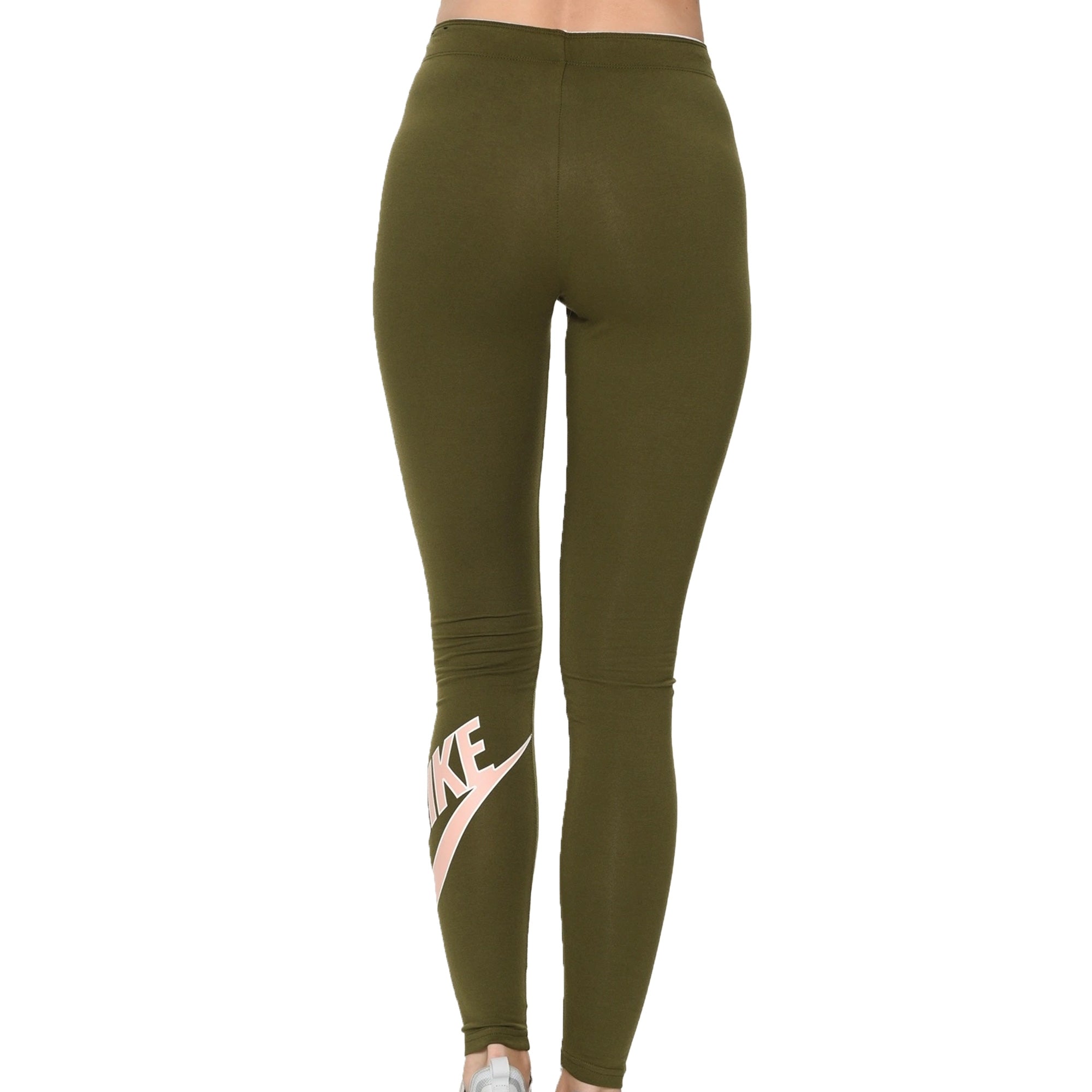 Image of Nike Womens LegASee High Waist Tights Olive Canvas Back