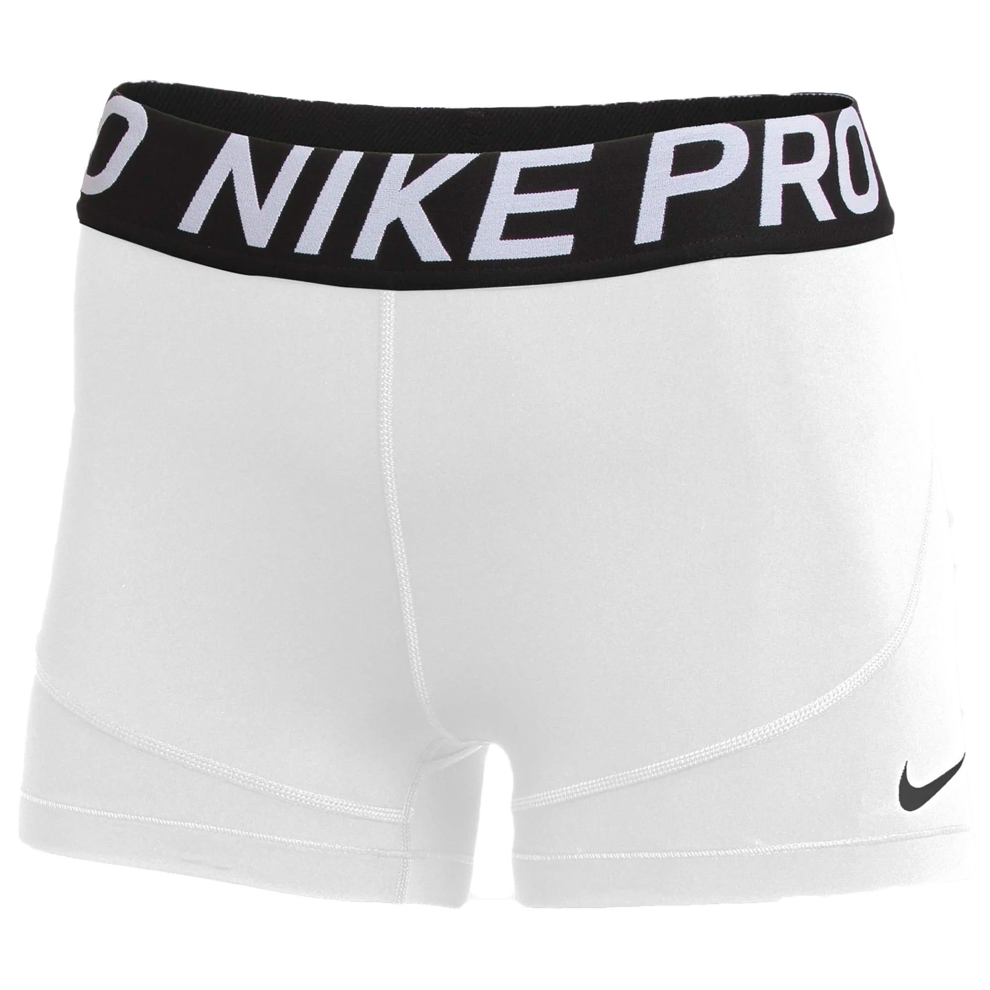 Image of Nike Womens Pro Tight 3 Shorts White/Black Front