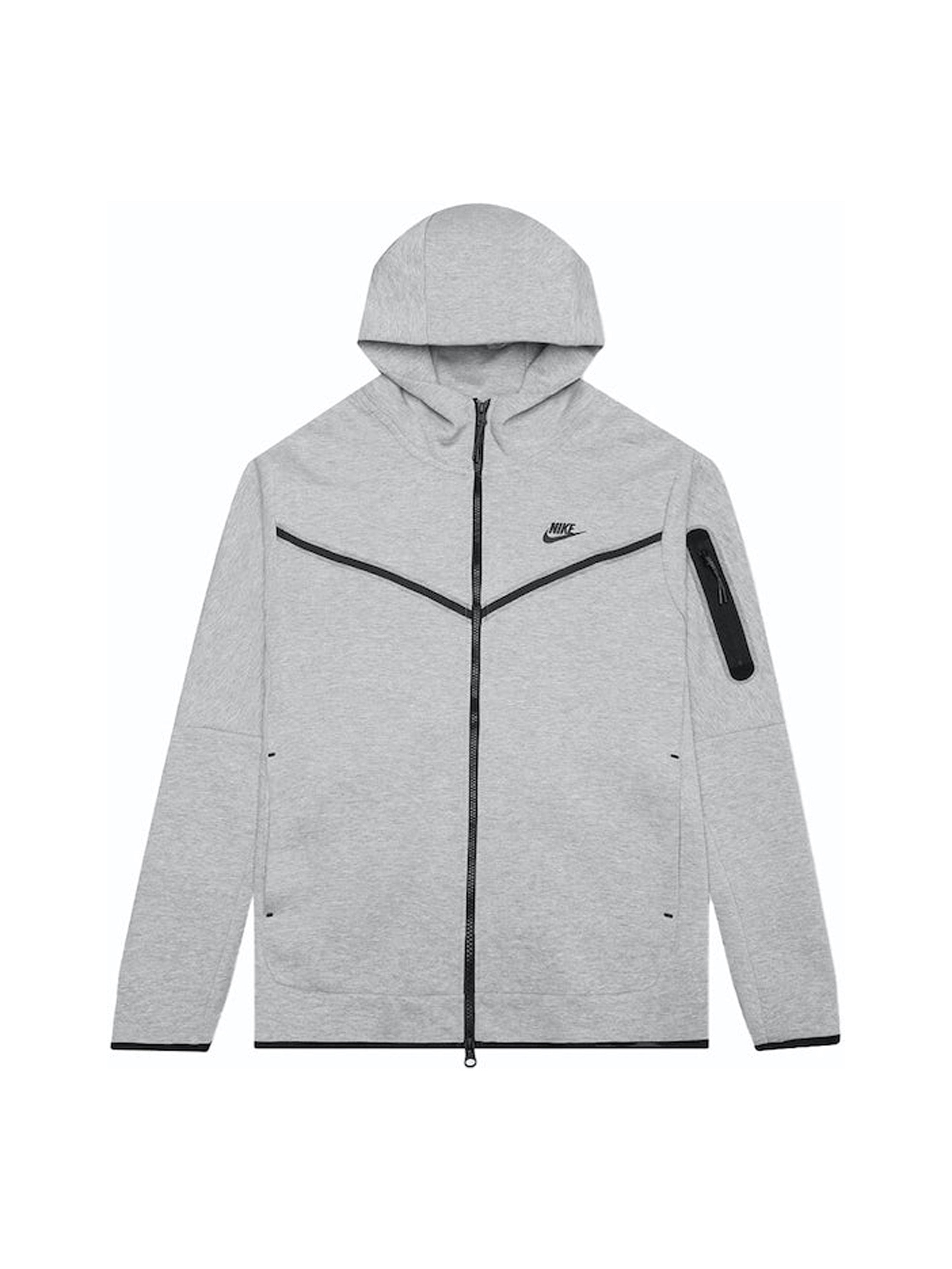 Image of Nike Sportswear Tech Fleece Full-Zip Hoodie Heather Grey/Black - Prior