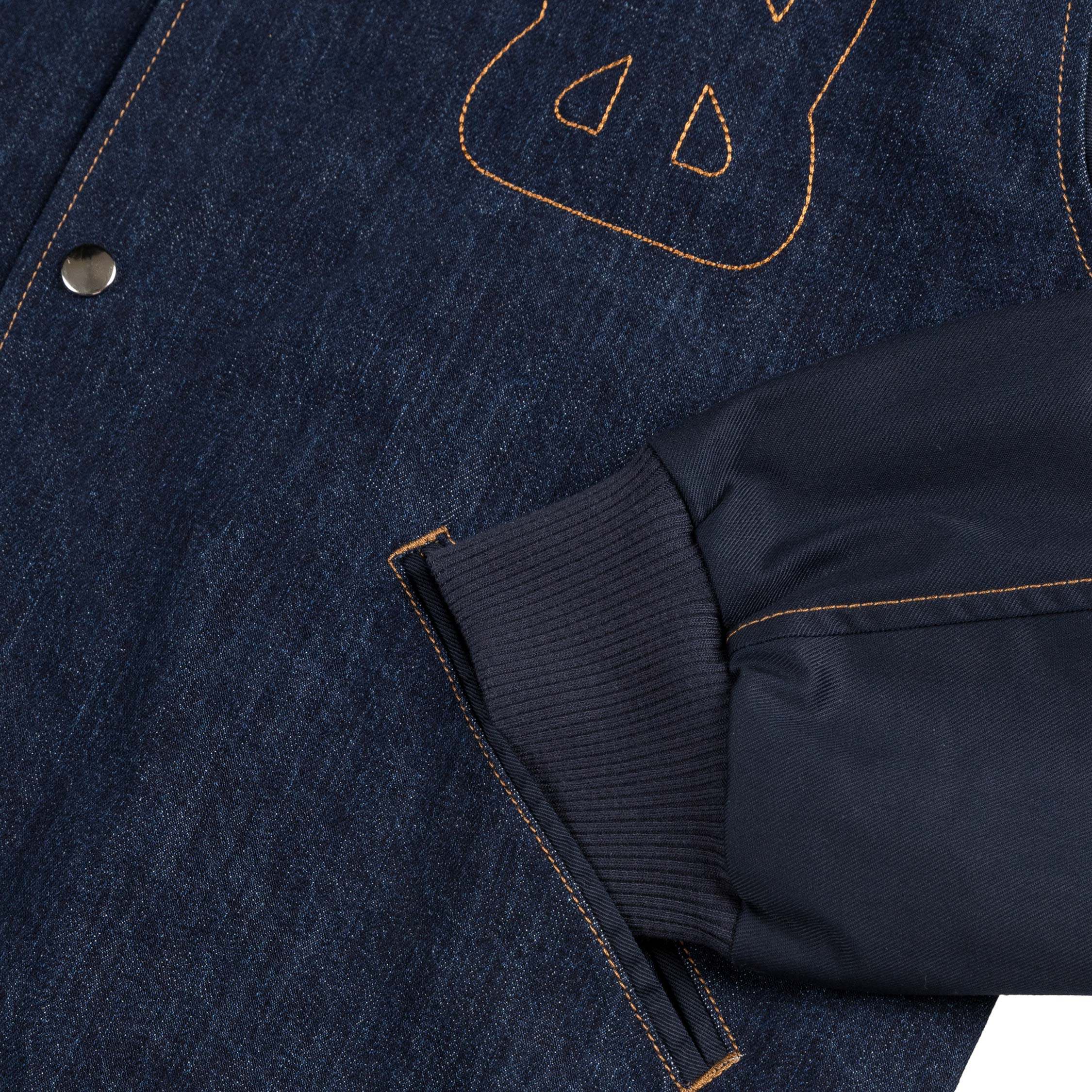 Image of Wales Bonner Echo Denim Varsity Jacket