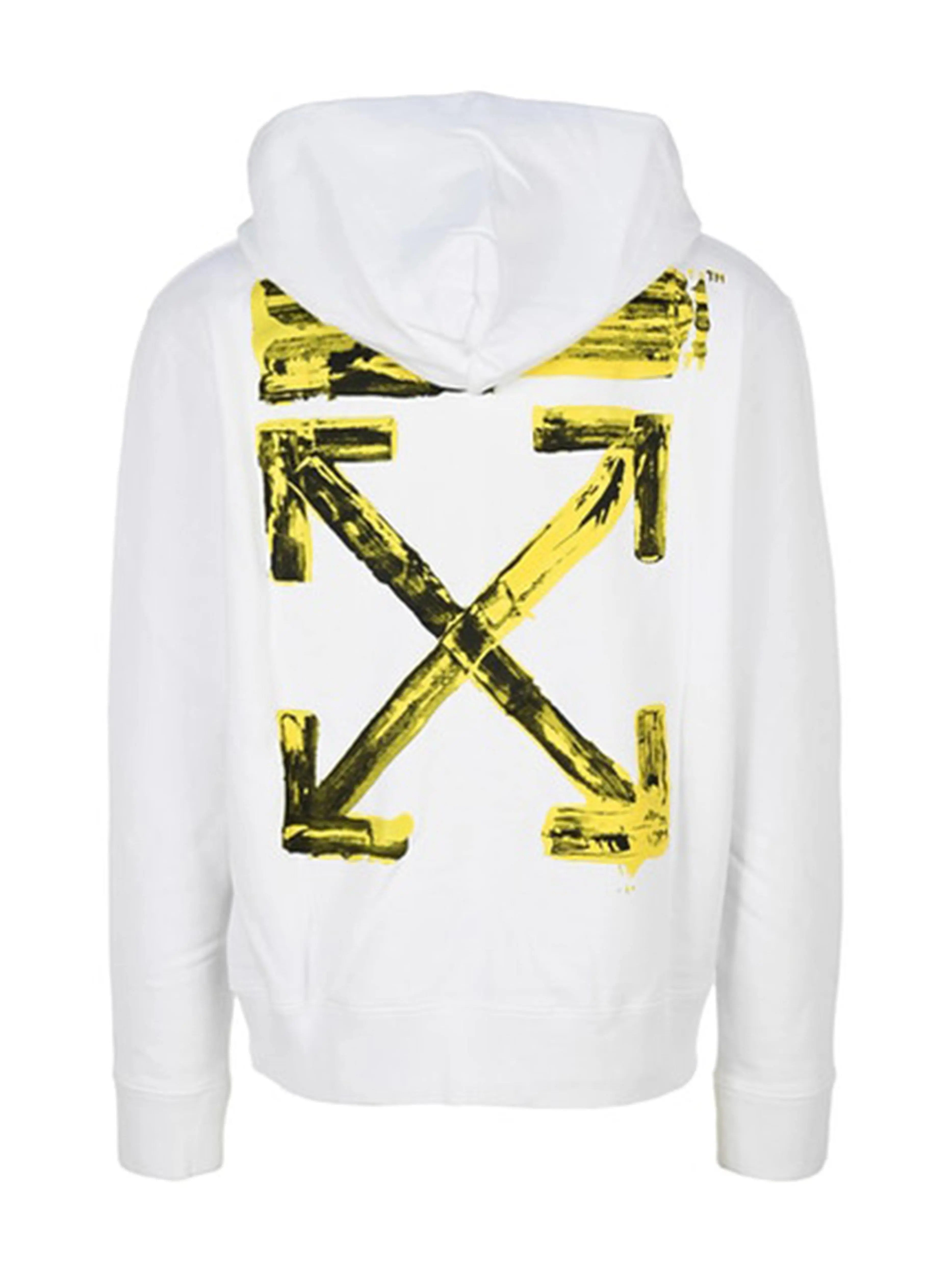 Image of OFF-WHITE Acrylic Arrows Slim Fit Hoodie White/Yellow Off-White