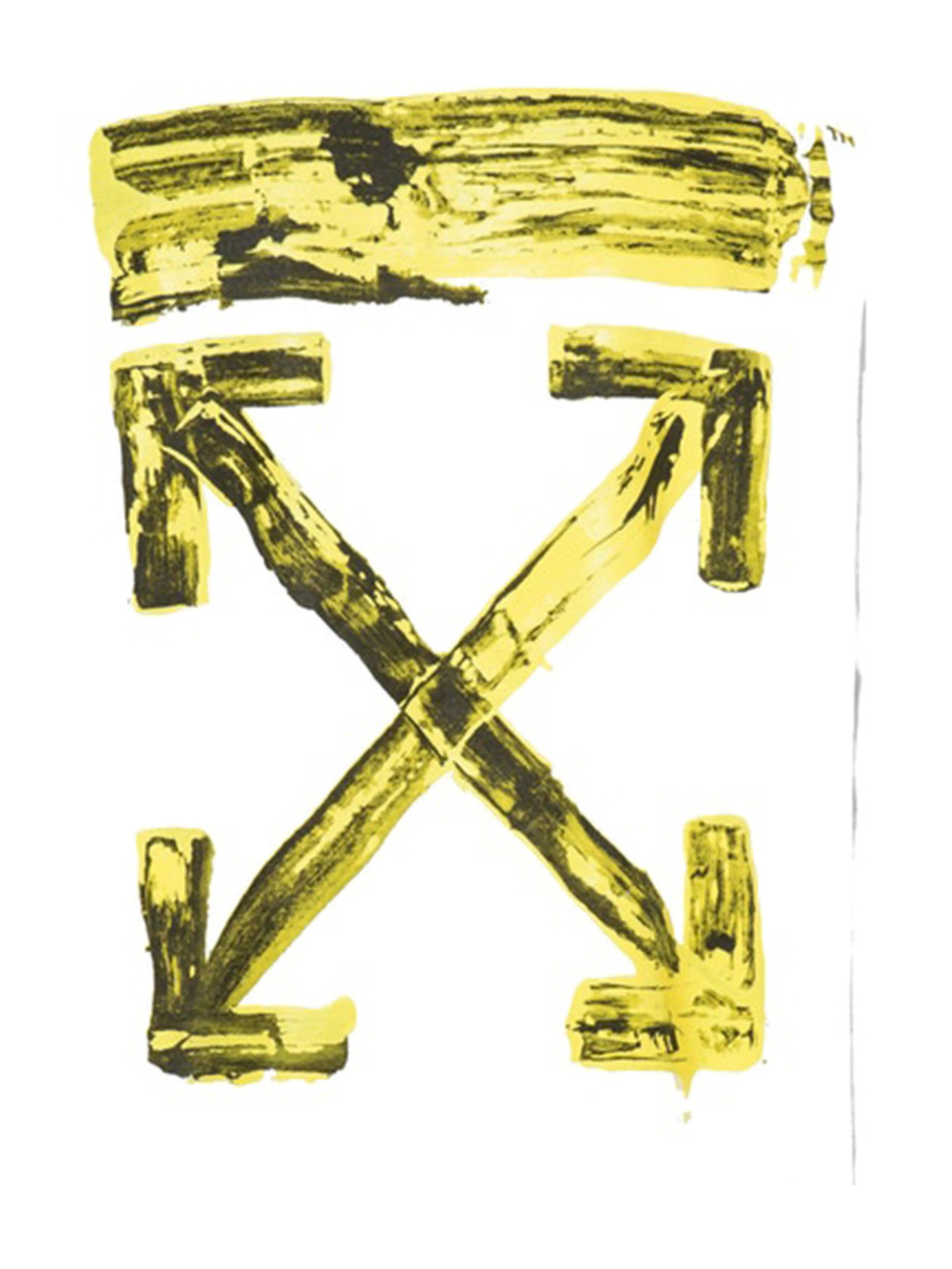 Image of OFF-WHITE Acrylic Arrows Slim Fit Hoodie White/Yellow Off-White