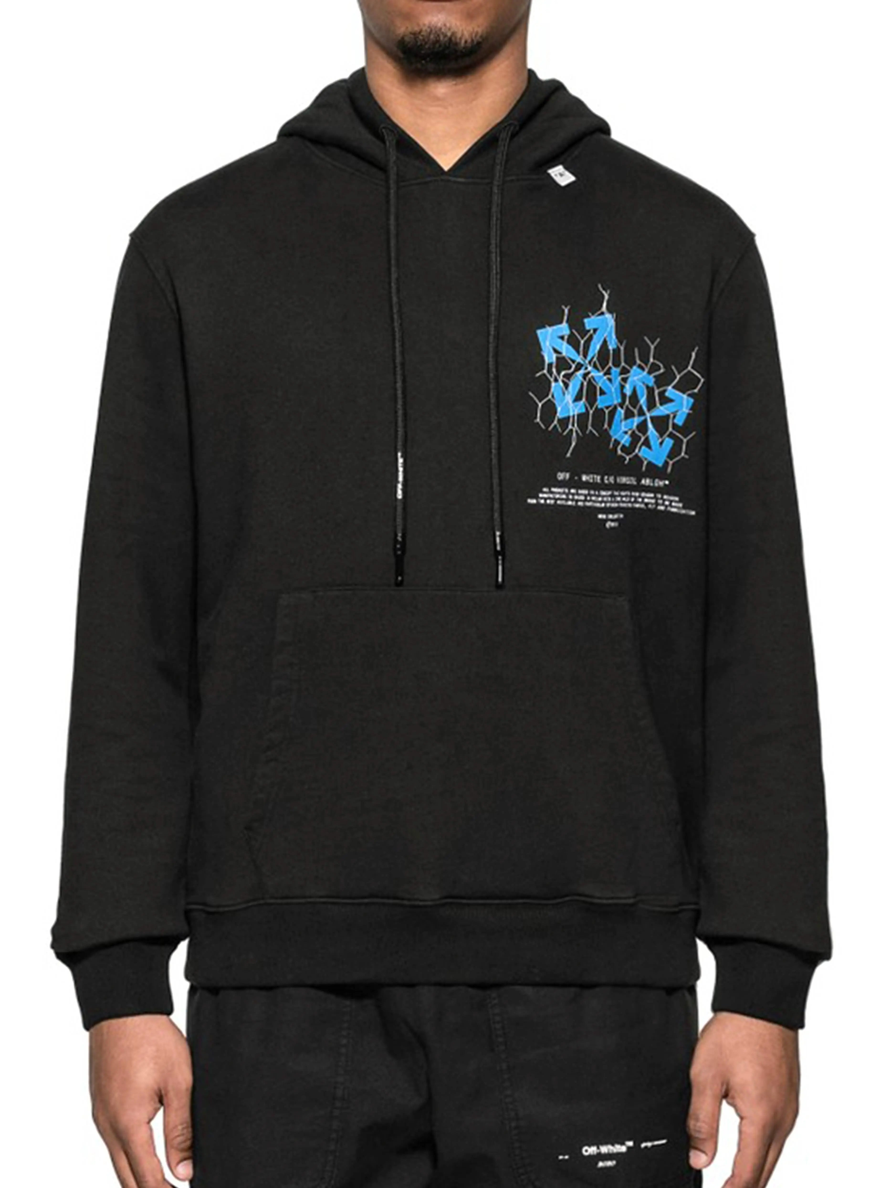 Image of OFF-WHITE Fence Arrows Hoodie Black Off-White