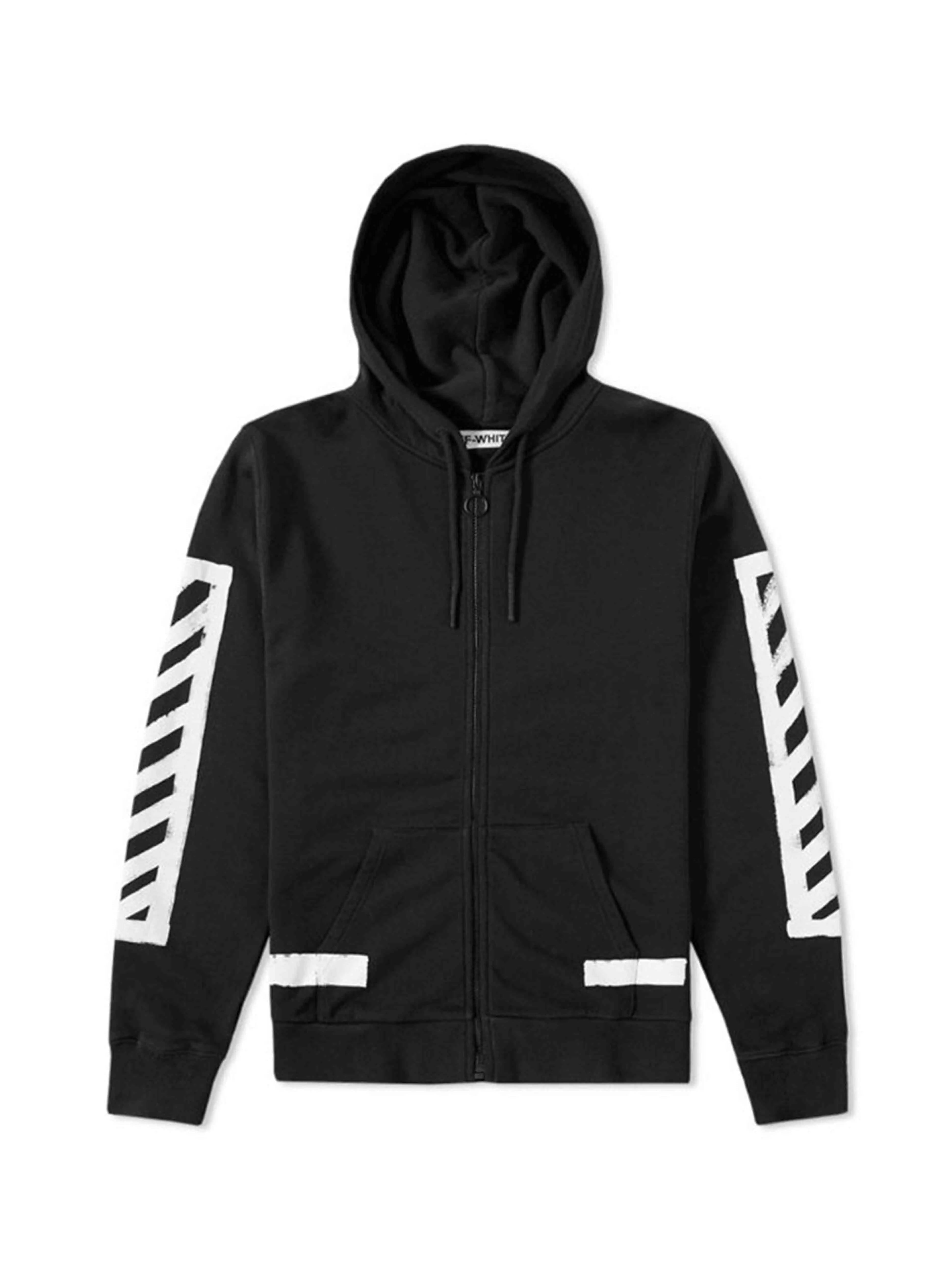 Image of Off-White Brushed Diagonals Zip Up Hoodie Black Off-White
