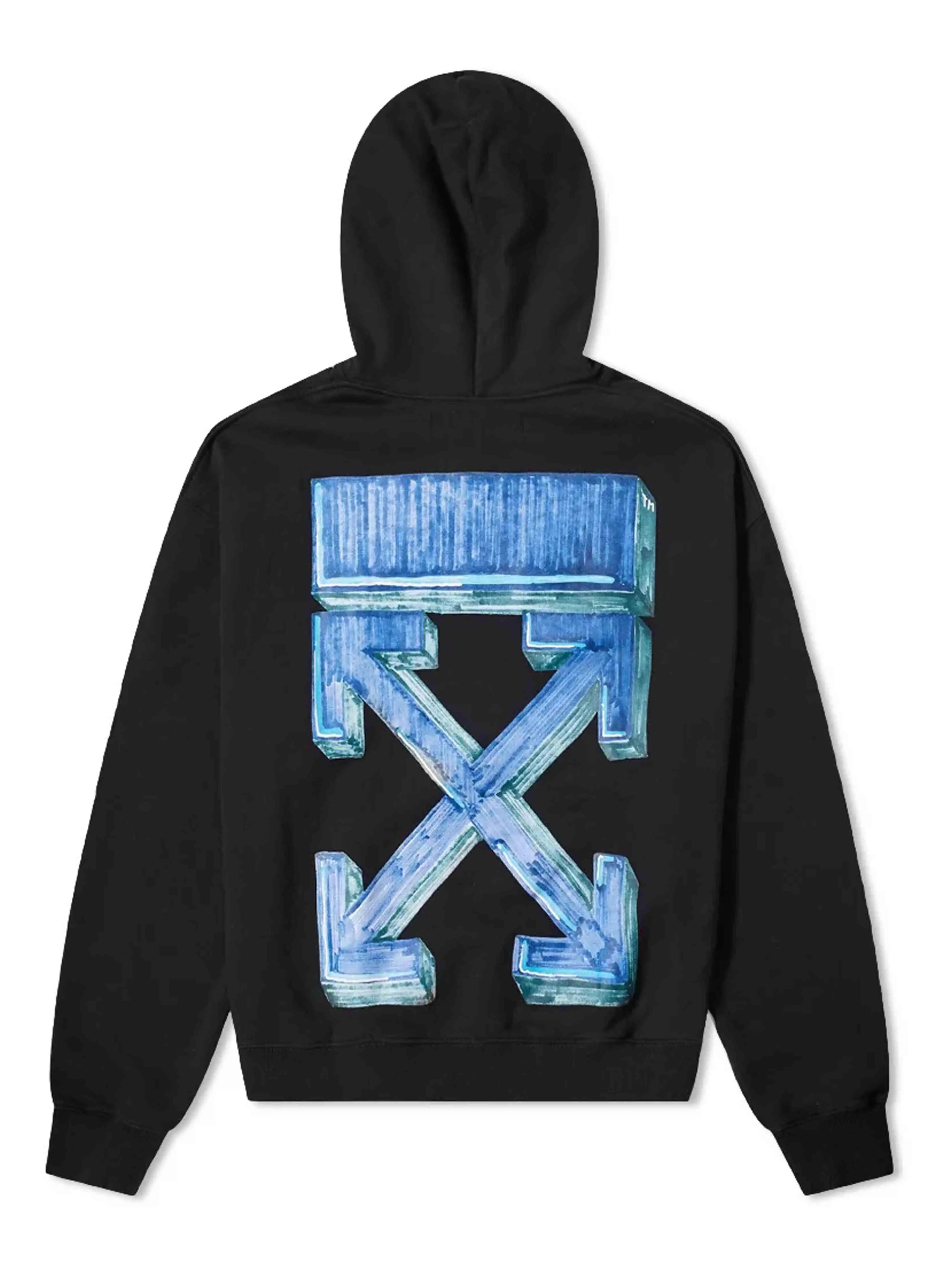 Image of Off-White Oversize Fit Marker Arrows Hoodie Black/Blue [FW20] Prior