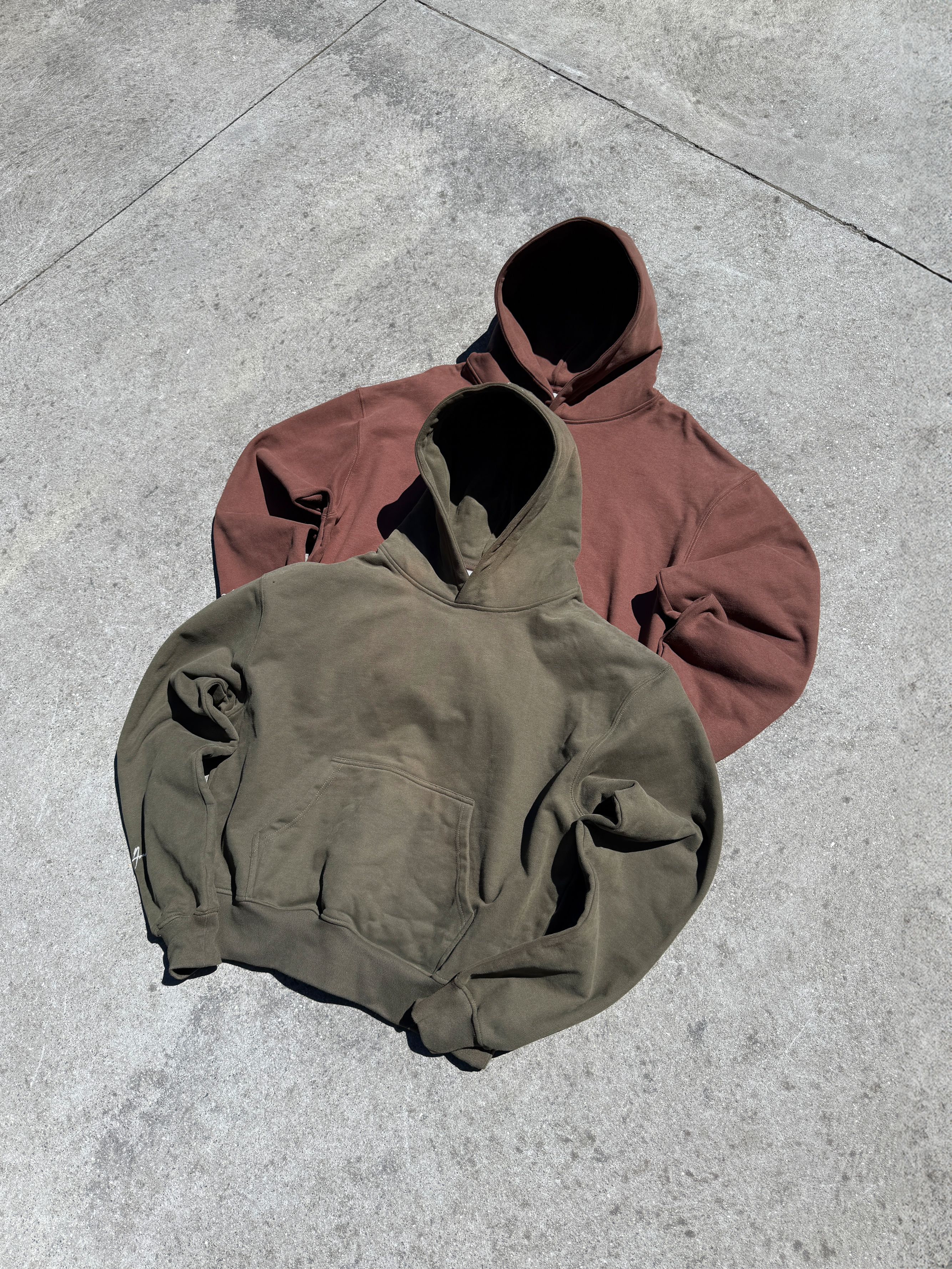 Image of Prior Embroidery Logo Oversized Cropped Hoodie Cocoa