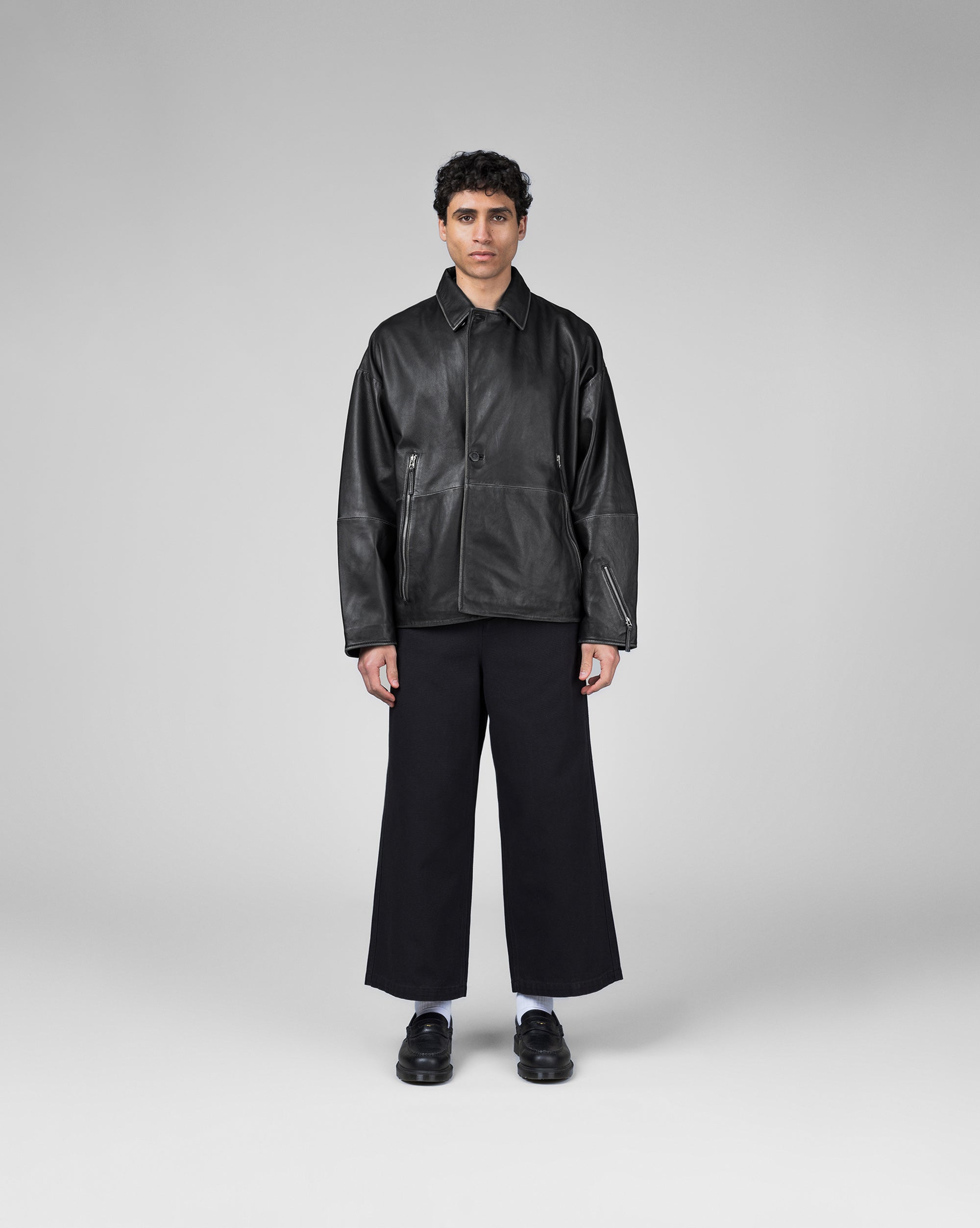 Image of New Amsterdam Surf Association Leather Jacket Boxy Fit