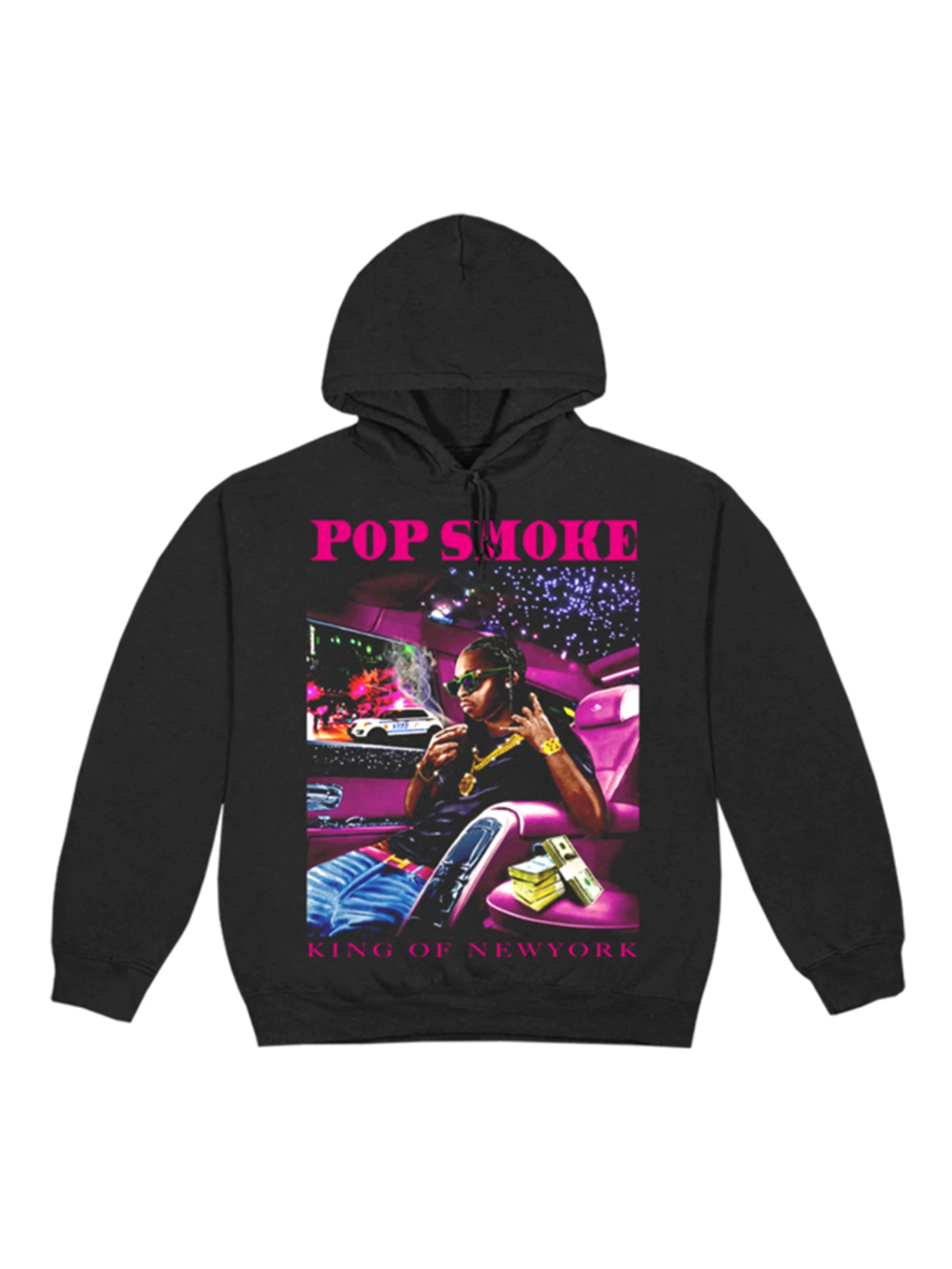 Image of Pop Smoke x Vlone King Of NY Hoodie Black Prior