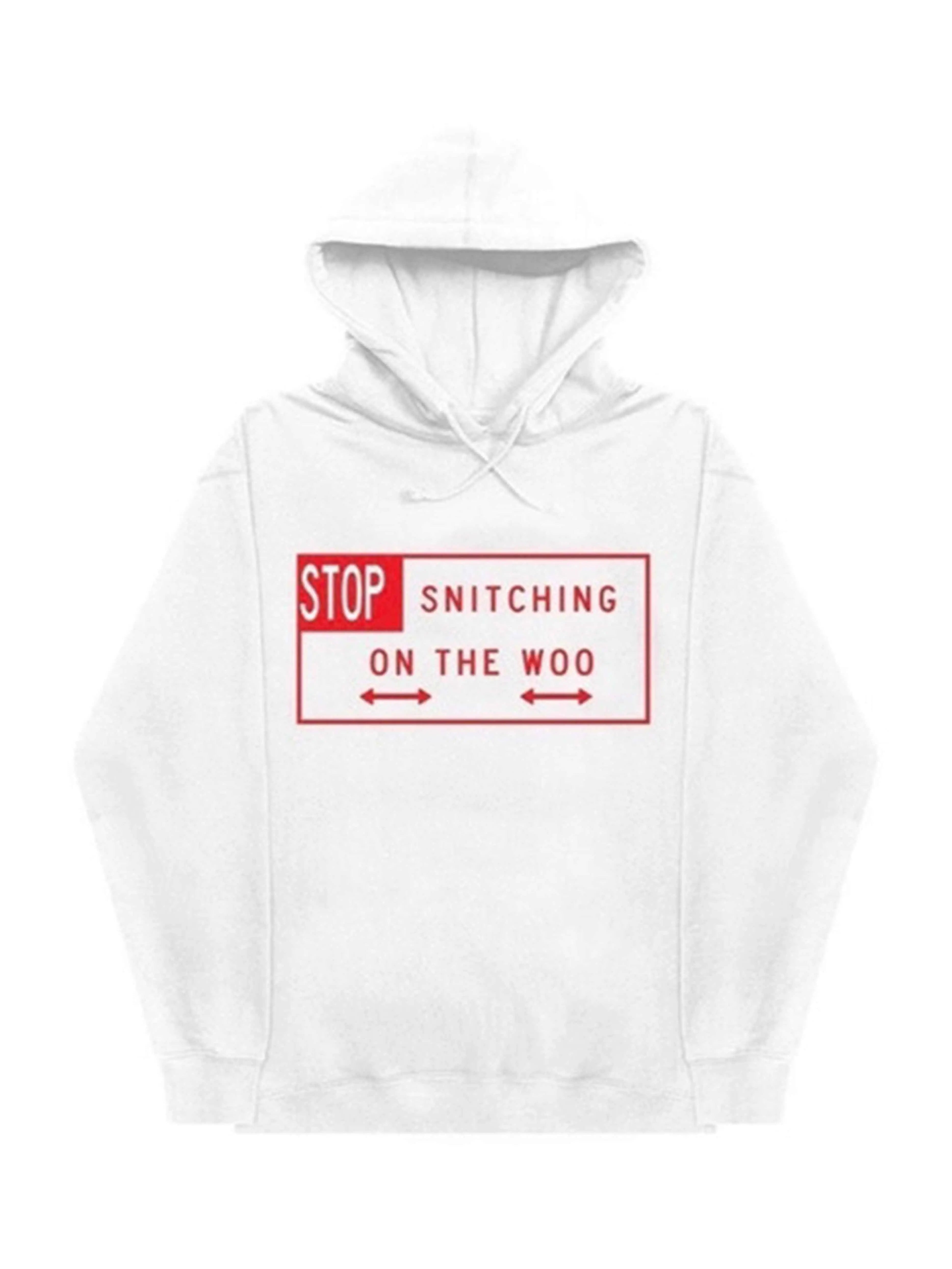 Image of Pop Smoke x Vlone Stop Snitching Hoodie White/Red Prior