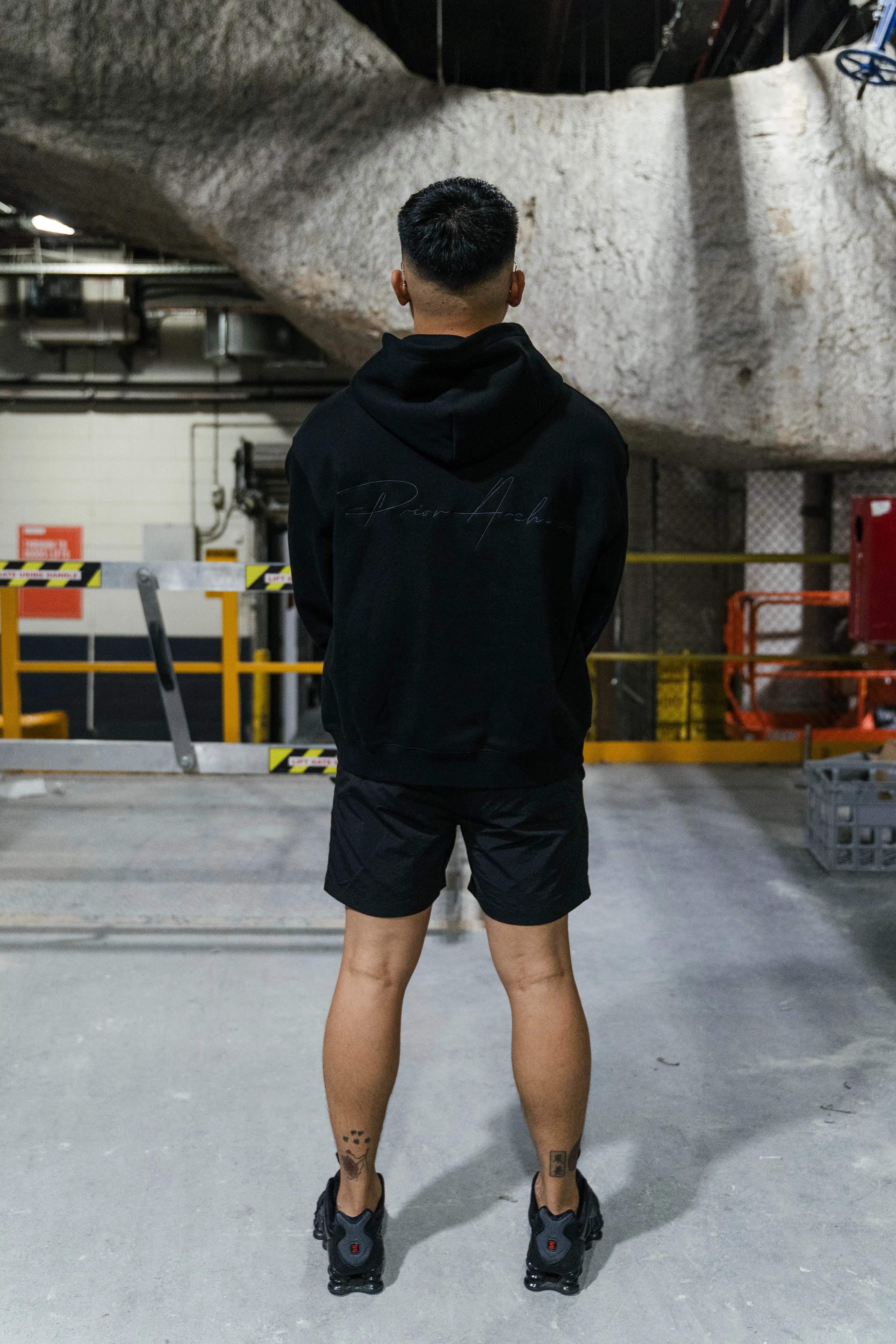 Image of Prior Black Collection Embroidery Logo Oversized Double Zip-Up Hoodie Onyx in Auckland, New Zealand - Shop name
