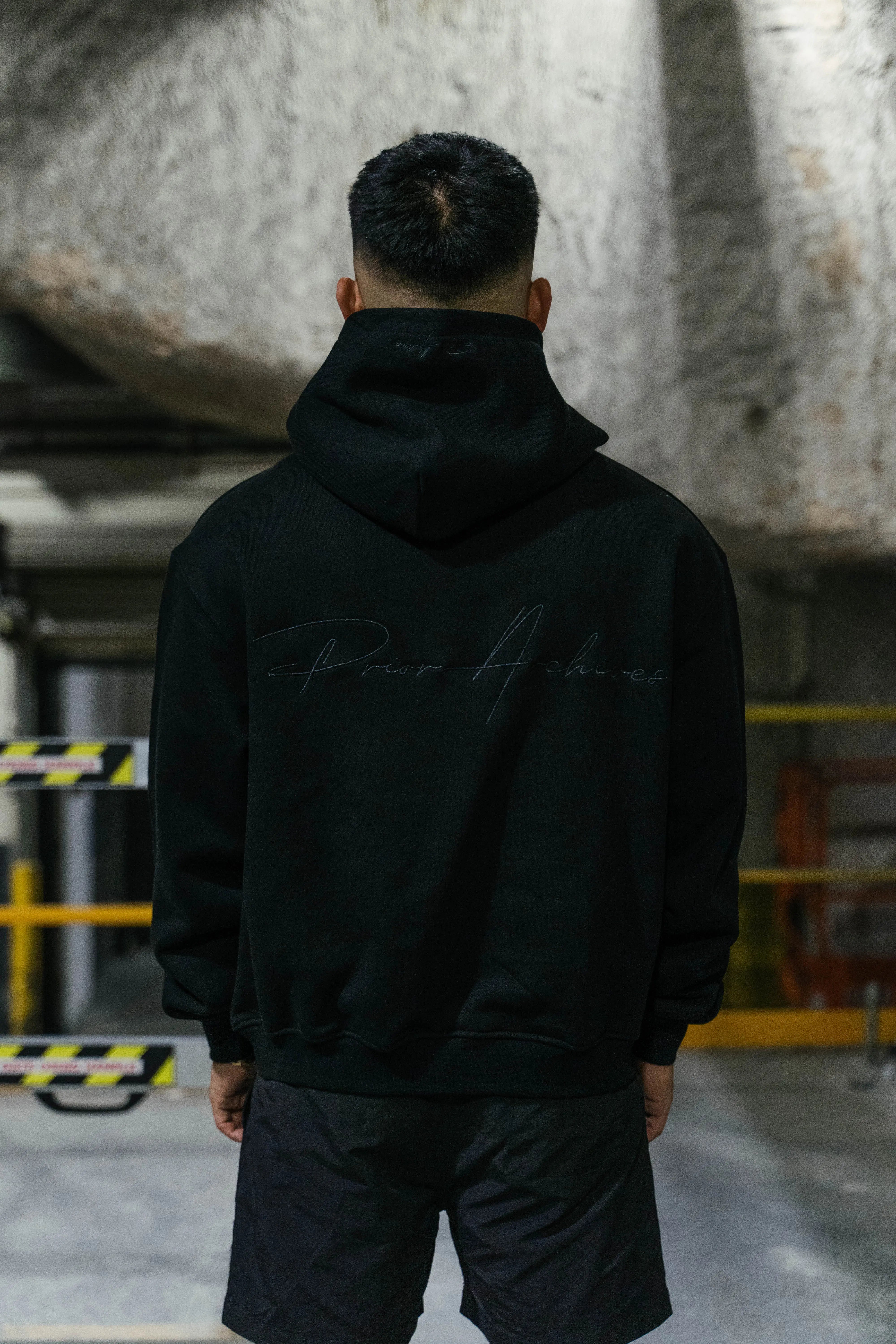 Prior Black Collection Embroidery Logo Oversized Hoodie Onyx in Auckland, New Zealand - Shop name
