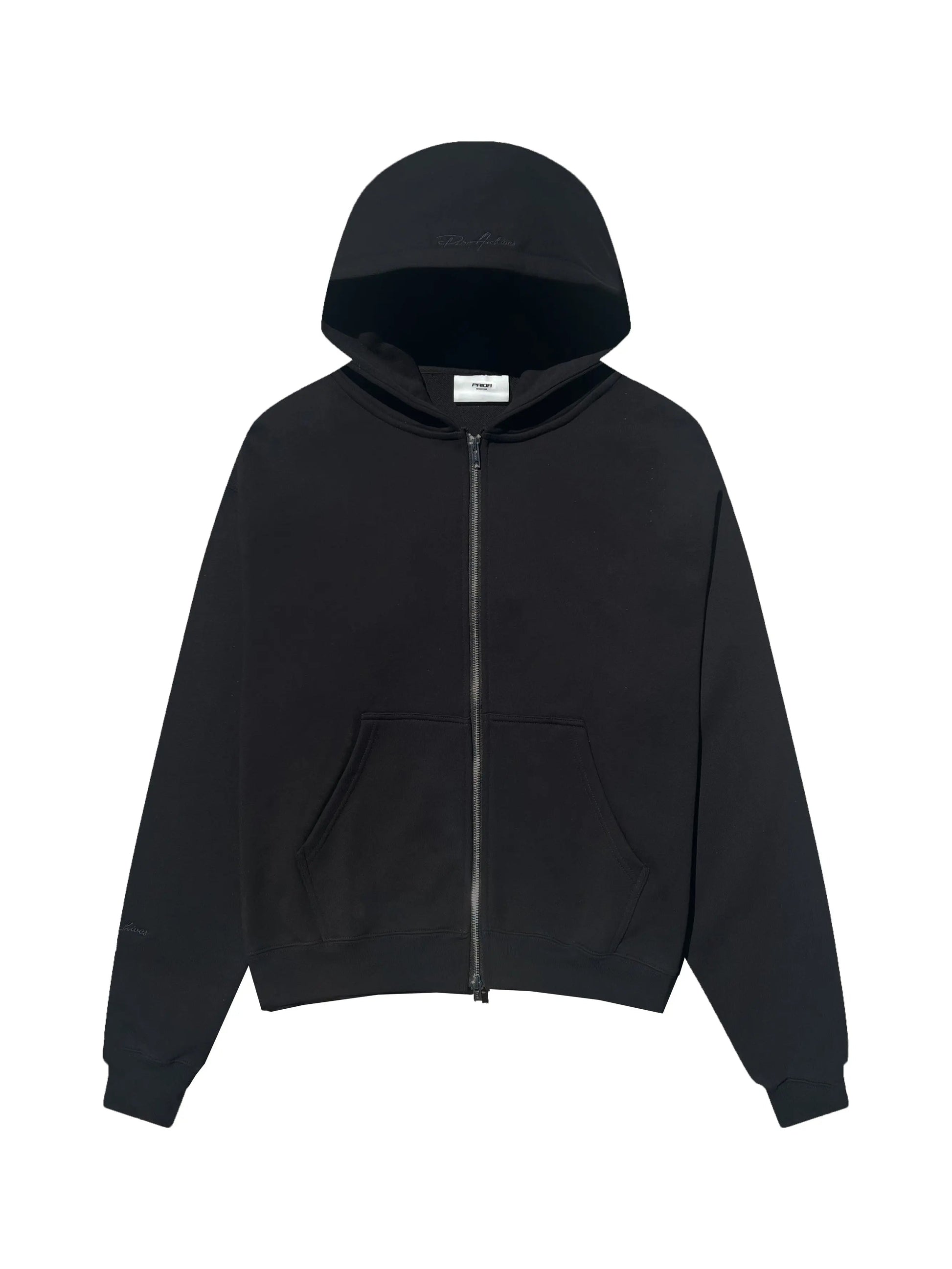 Prior Black Collection Embroidery Logo Oversized Zip-Up Hoodie Onyx in Auckland, New Zealand - Shop name