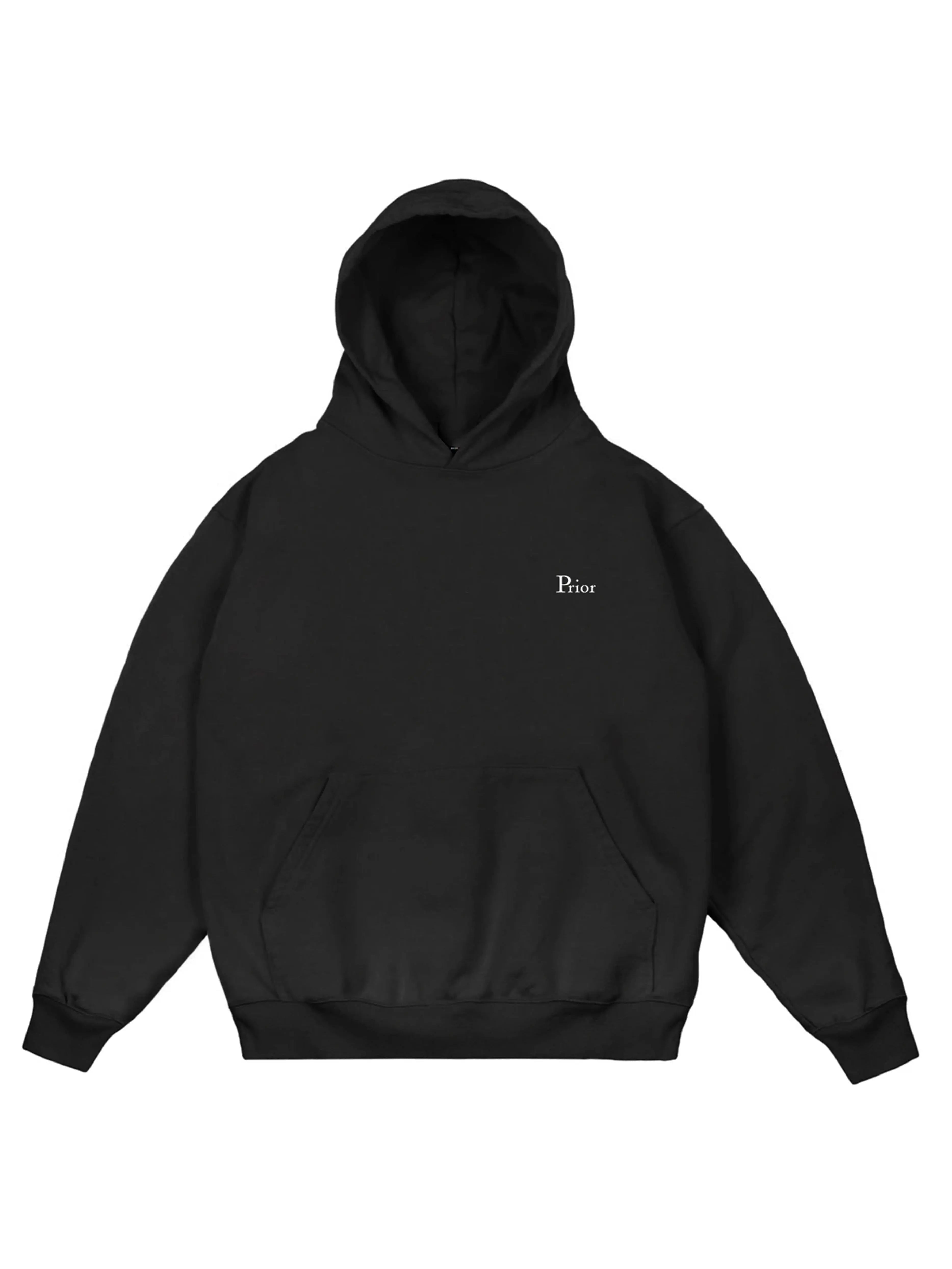 Image of Prior Embroidery Logo Heavyweight Hoodie Black Prior LAB