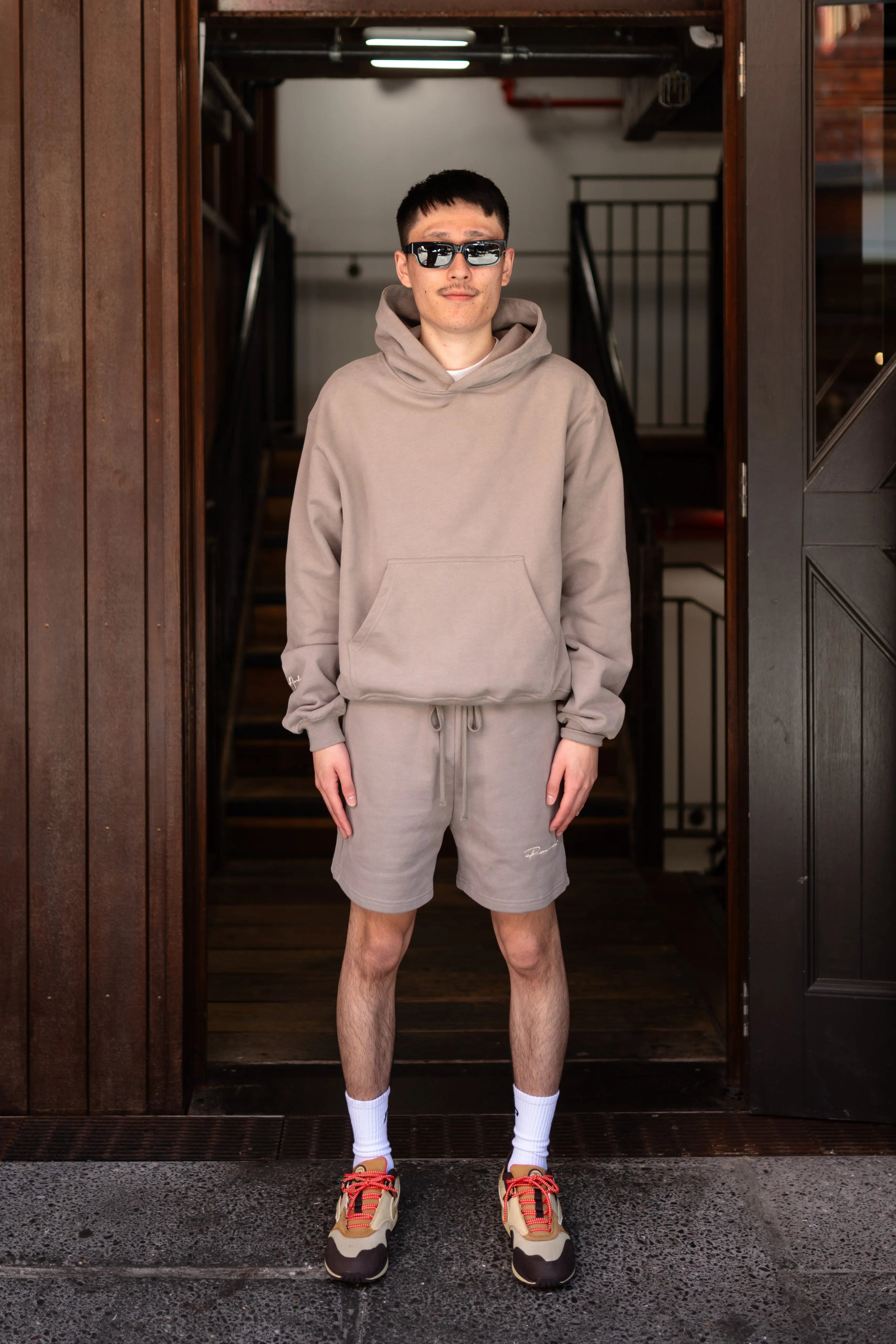 Image of Prior Embroidery Logo Oversized Hoodie Cinder - Prior