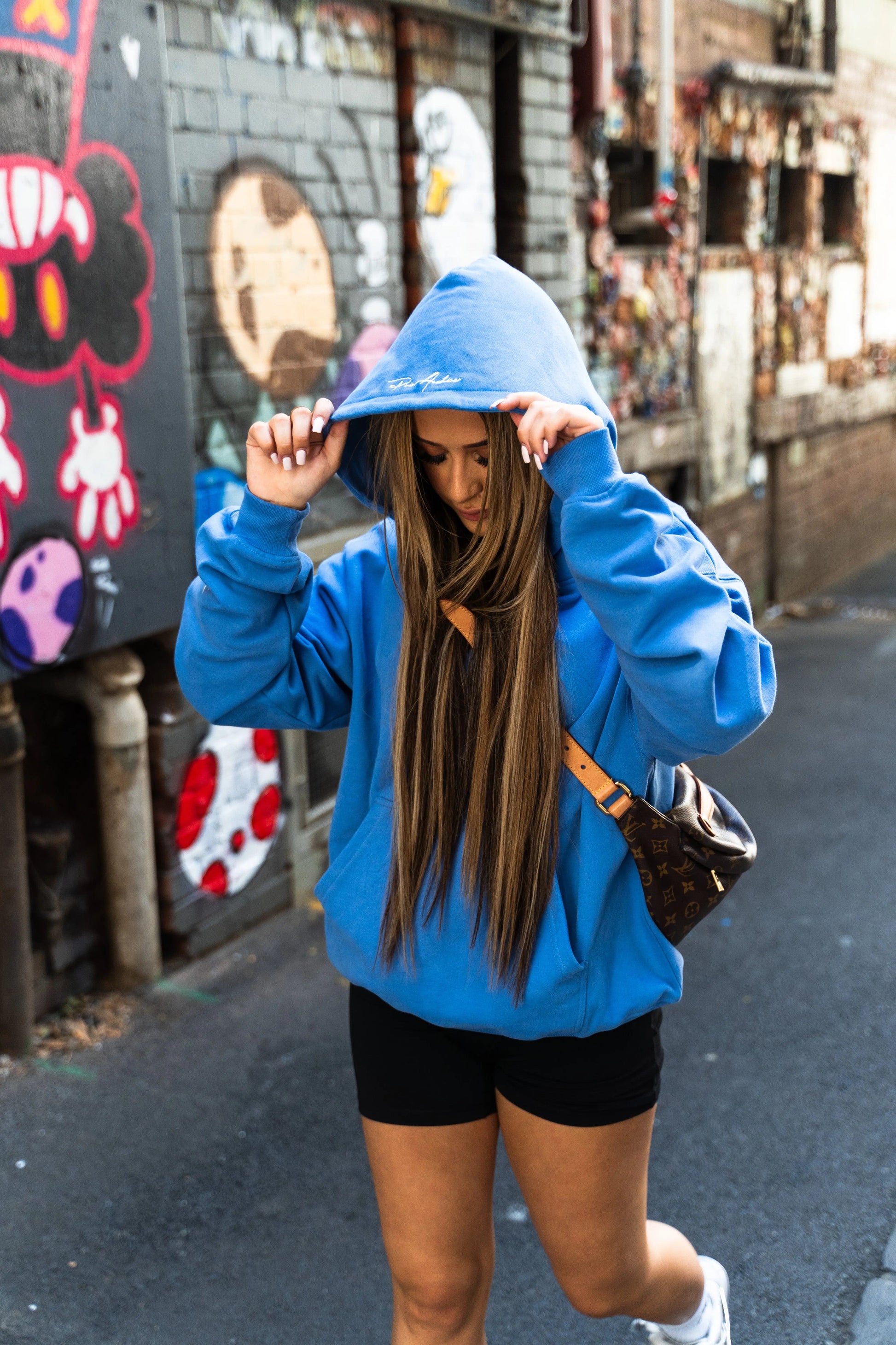 Prior Embroidery Logo Oversized Hoodie Faded Azure in Auckland, New Zealand - Shop name