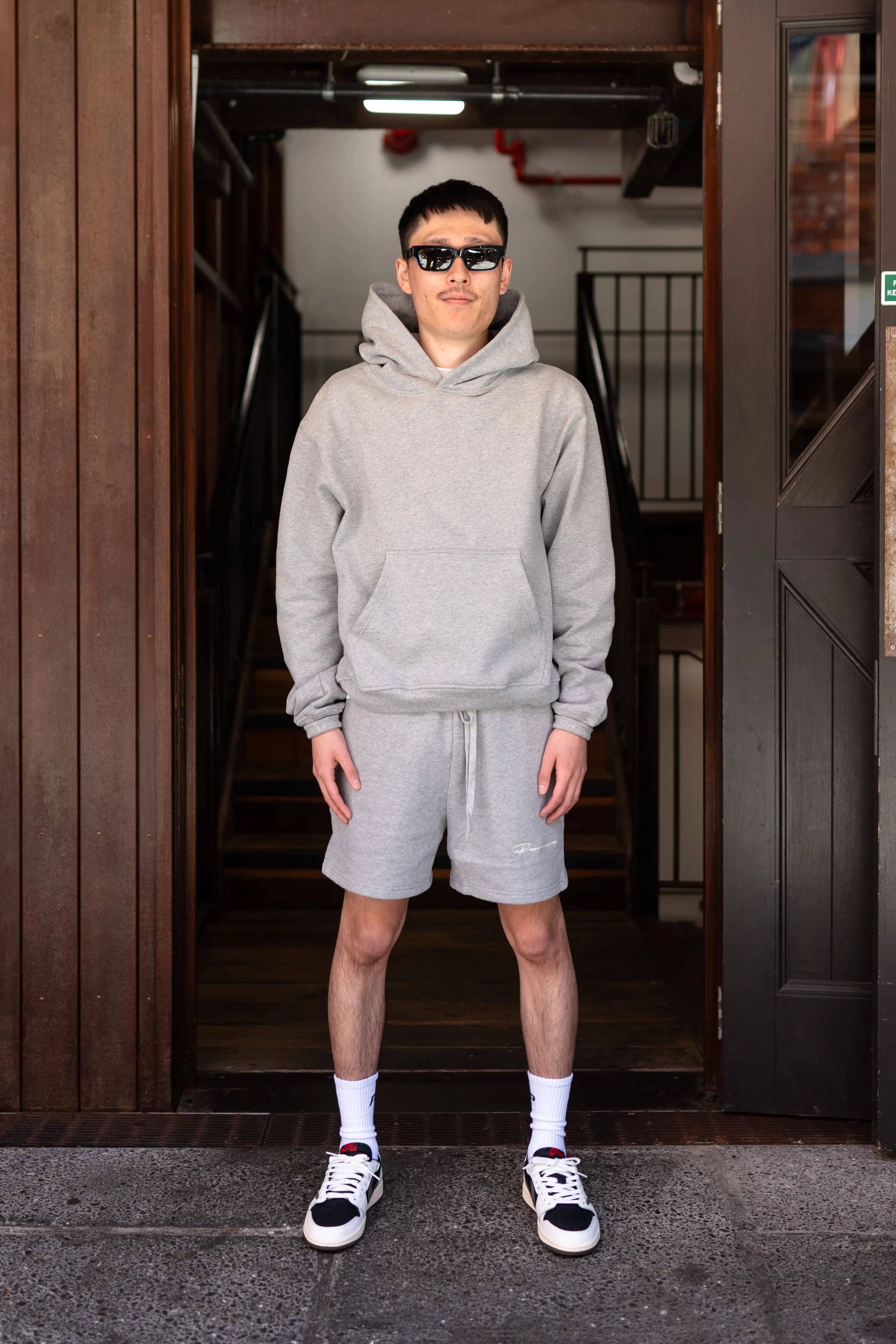 Image of Prior Embroidery Logo Oversized Hoodie Heather Grey - Prior