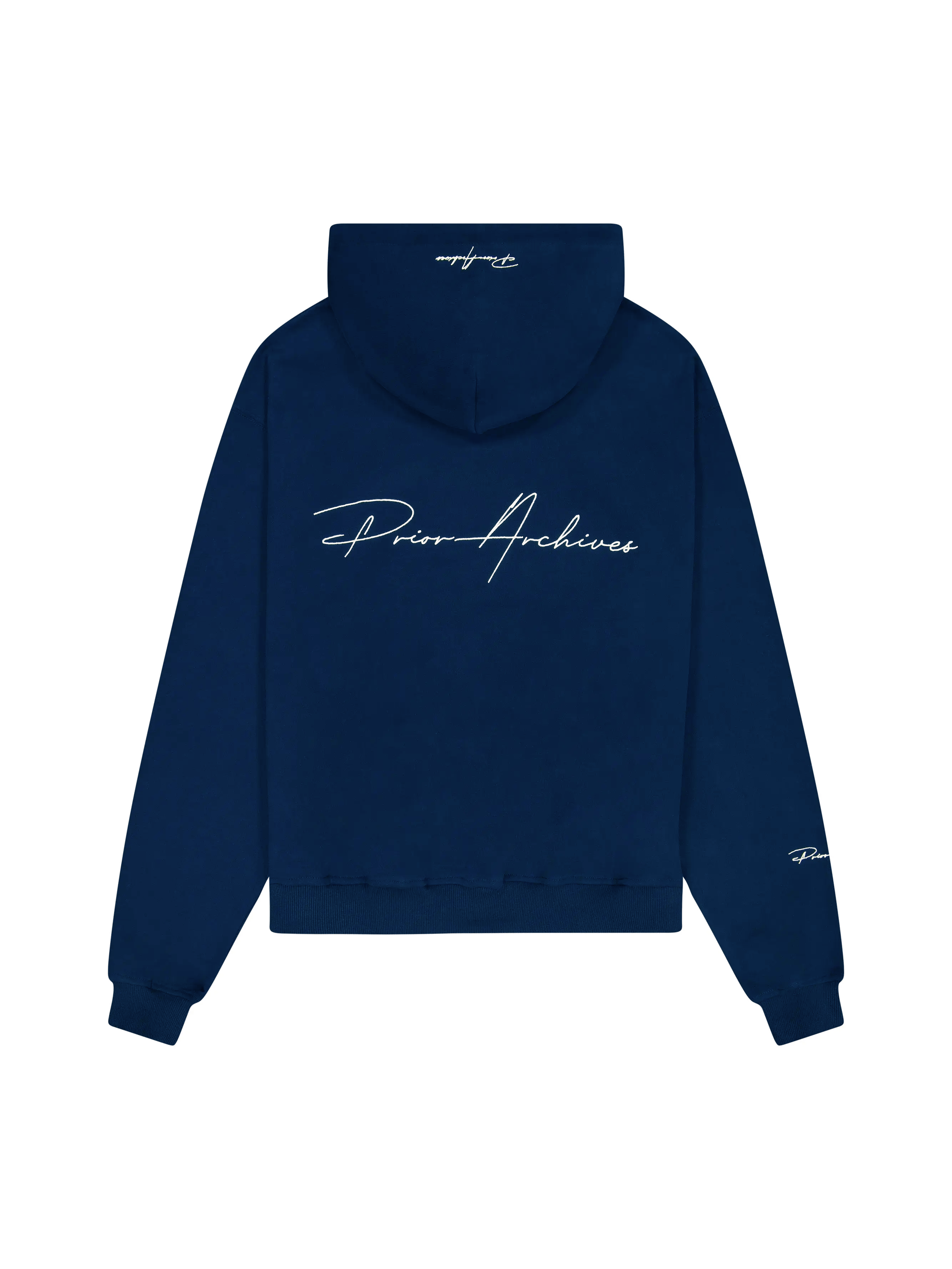 Image of Prior Embroidery Logo Oversized Hoodie Midnight Navy - Prior