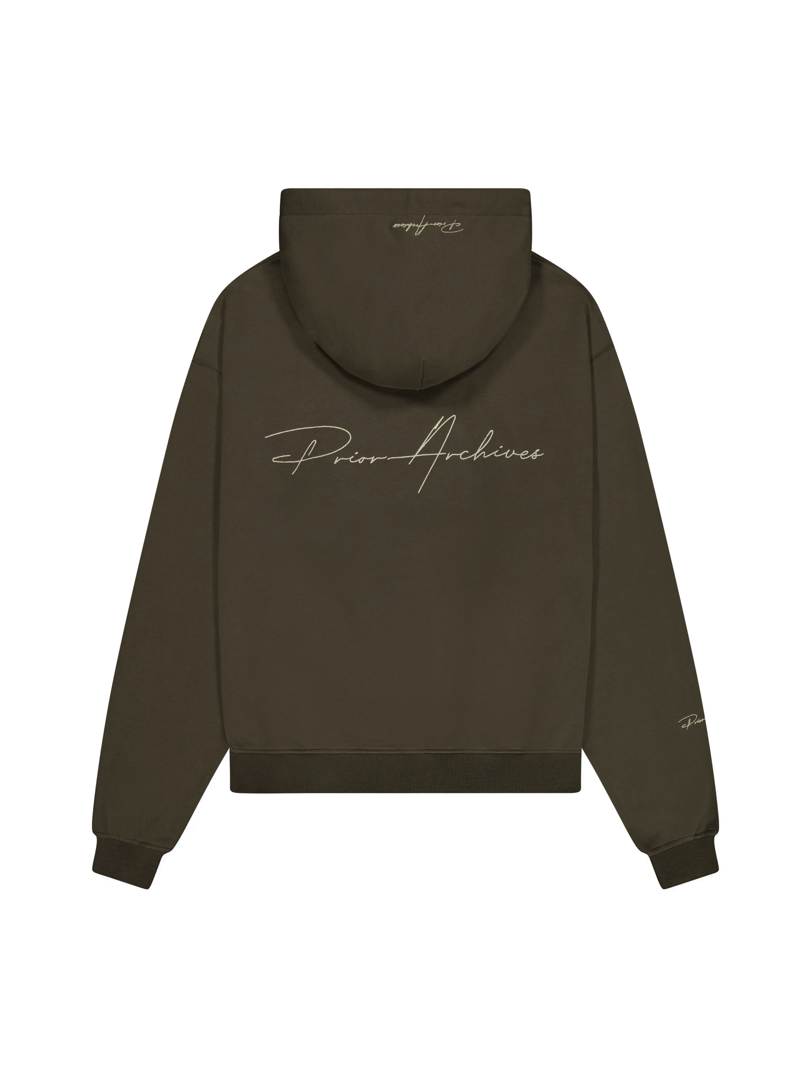 Image of Prior Embroidery Logo Oversized Hoodie Oil - Prior