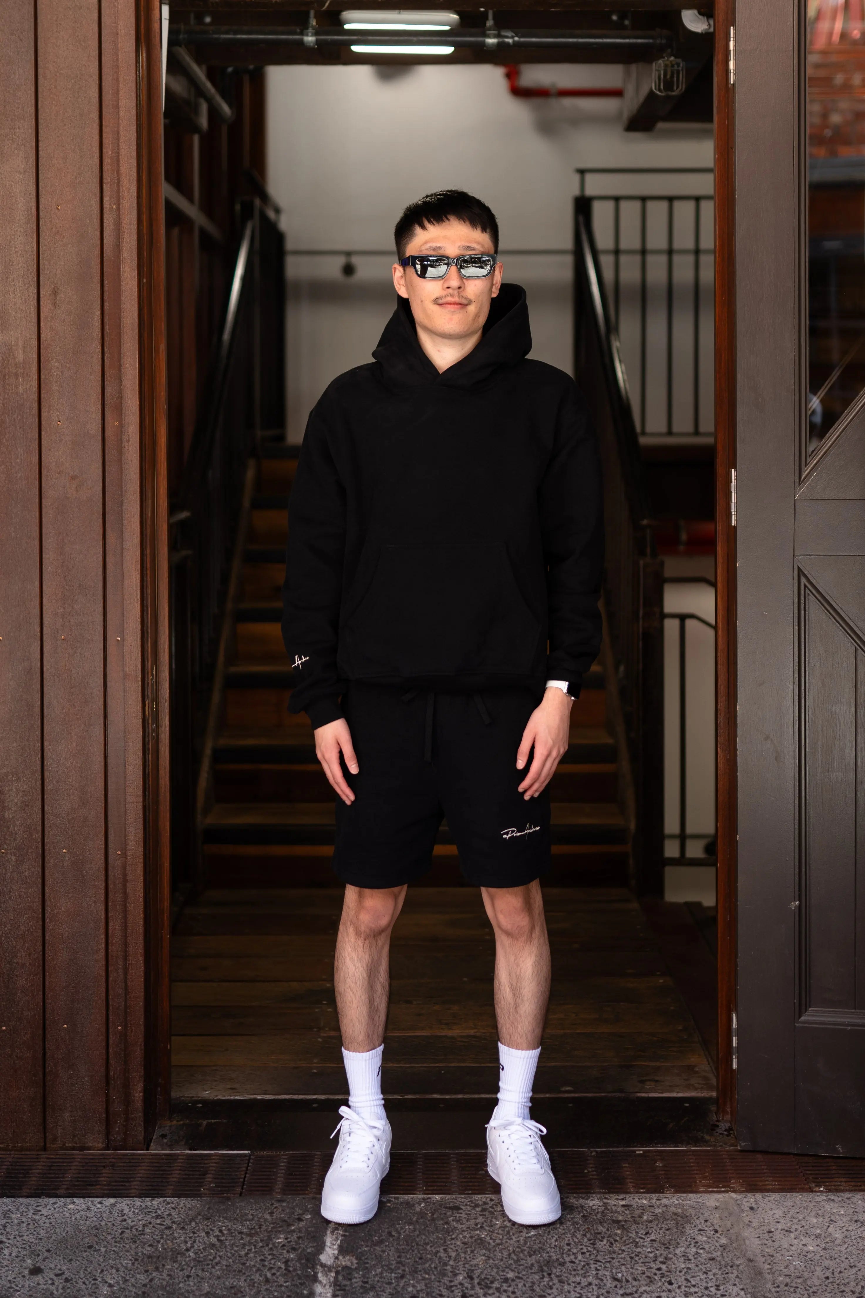 Image of Prior Embroidery Logo Oversized Hoodie Onyx - Prior
