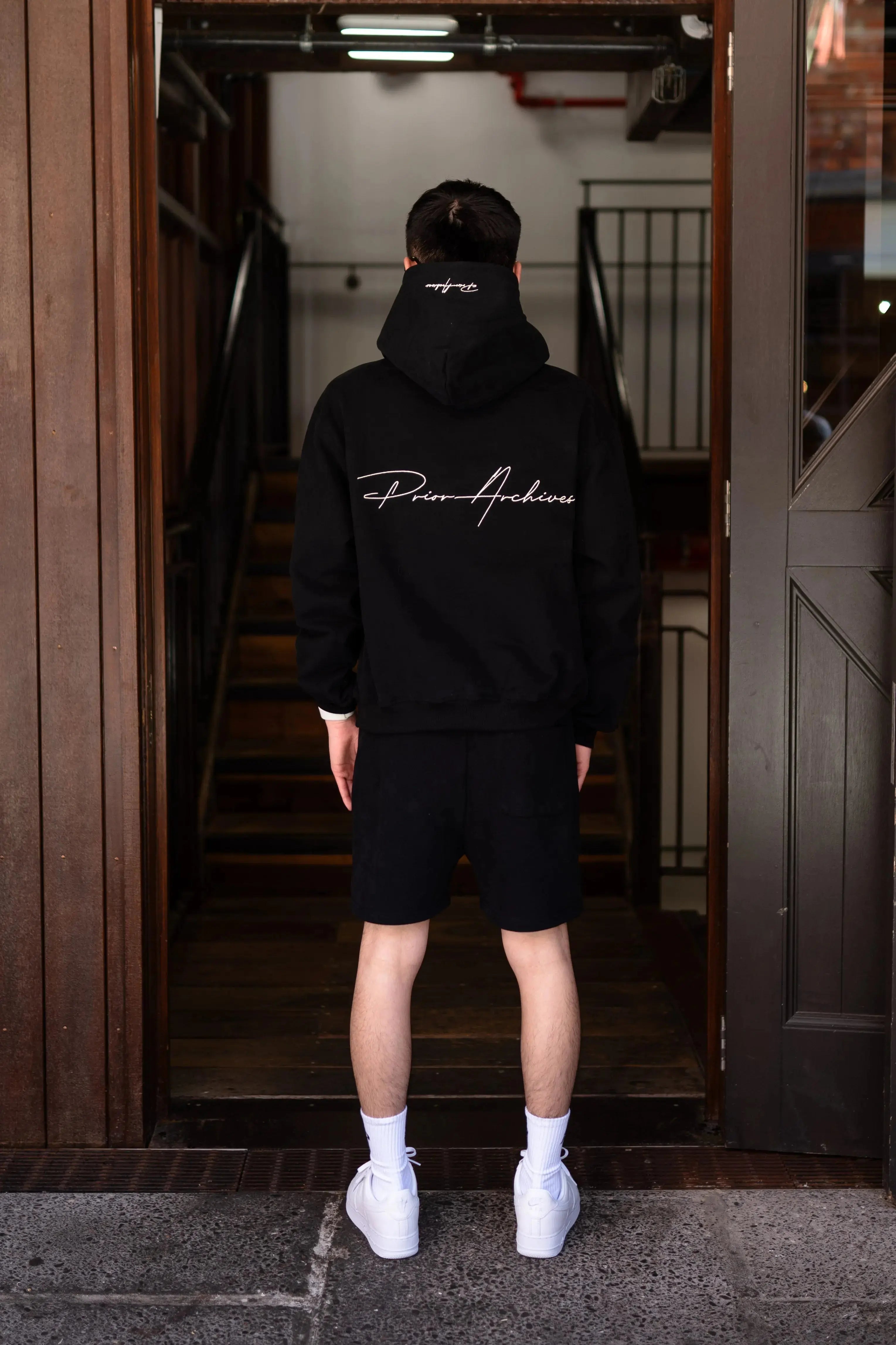 Image of Prior Embroidery Logo Oversized Hoodie Sesame - Prior