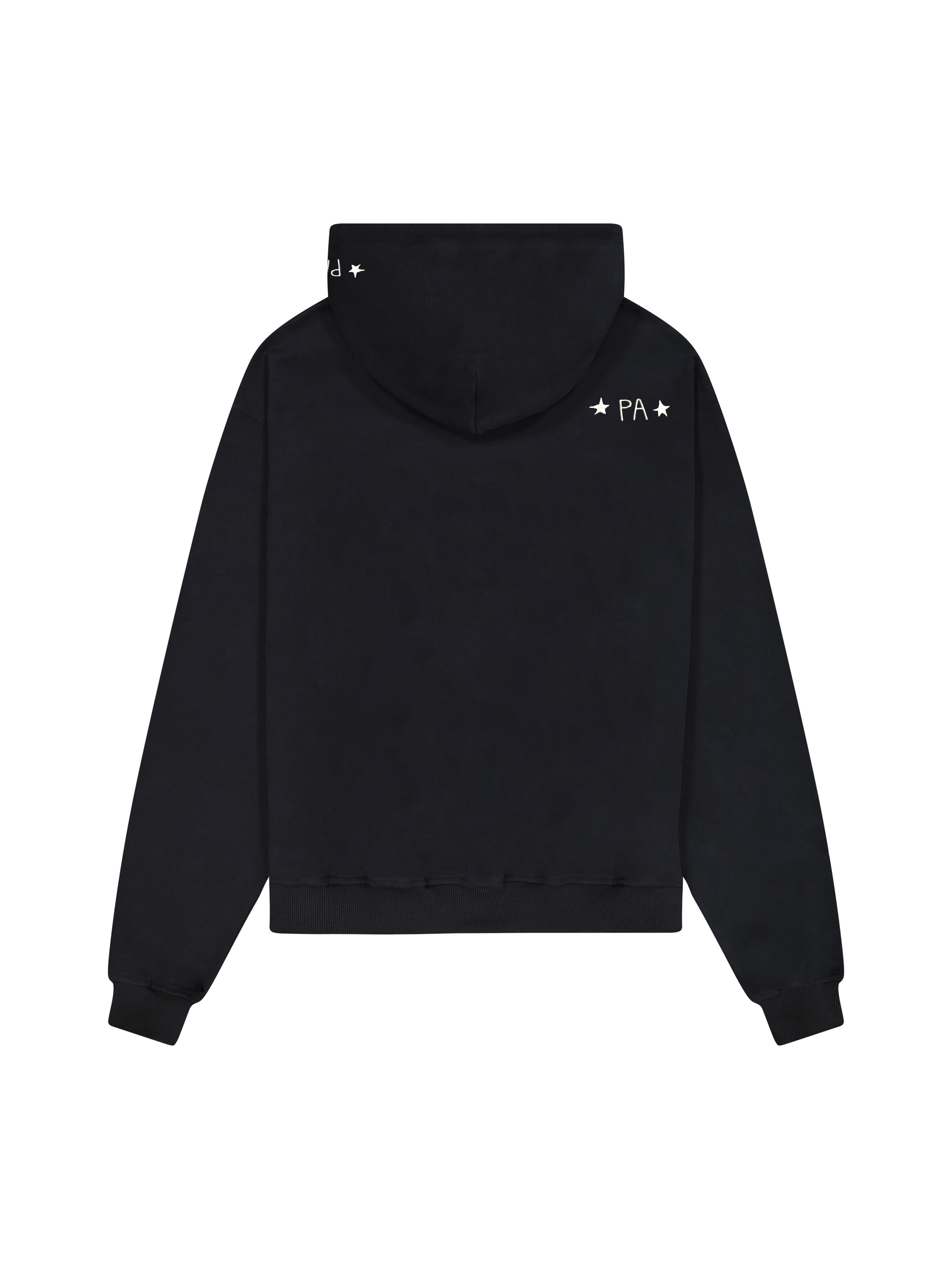 Image of Prior NY Rhinestone Logo Oversized Cropped Zip Up Hoodie Onyx - Prior