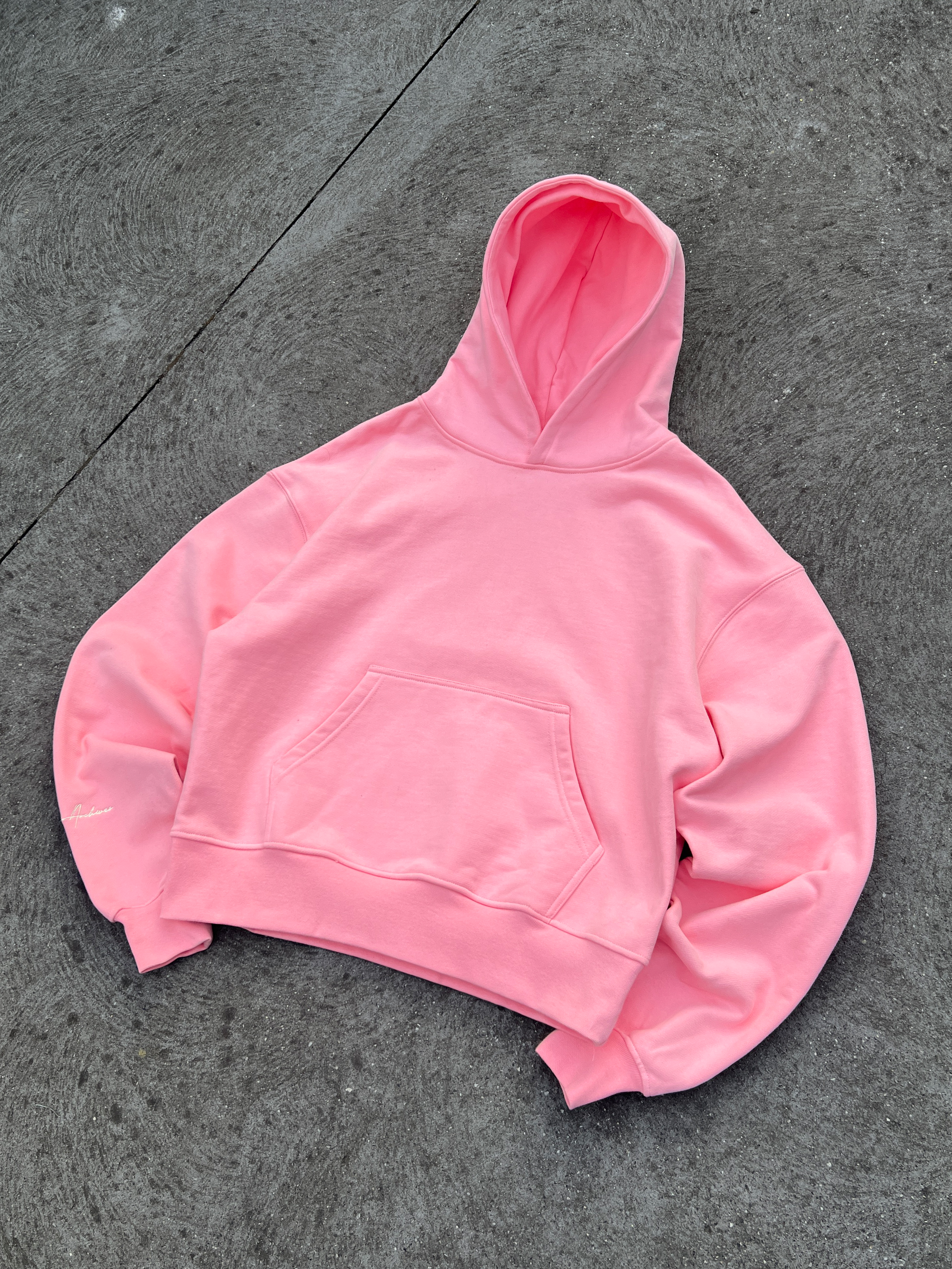 Image of Prior Embroidery Logo Oversized Cropped Hoodie Sakura