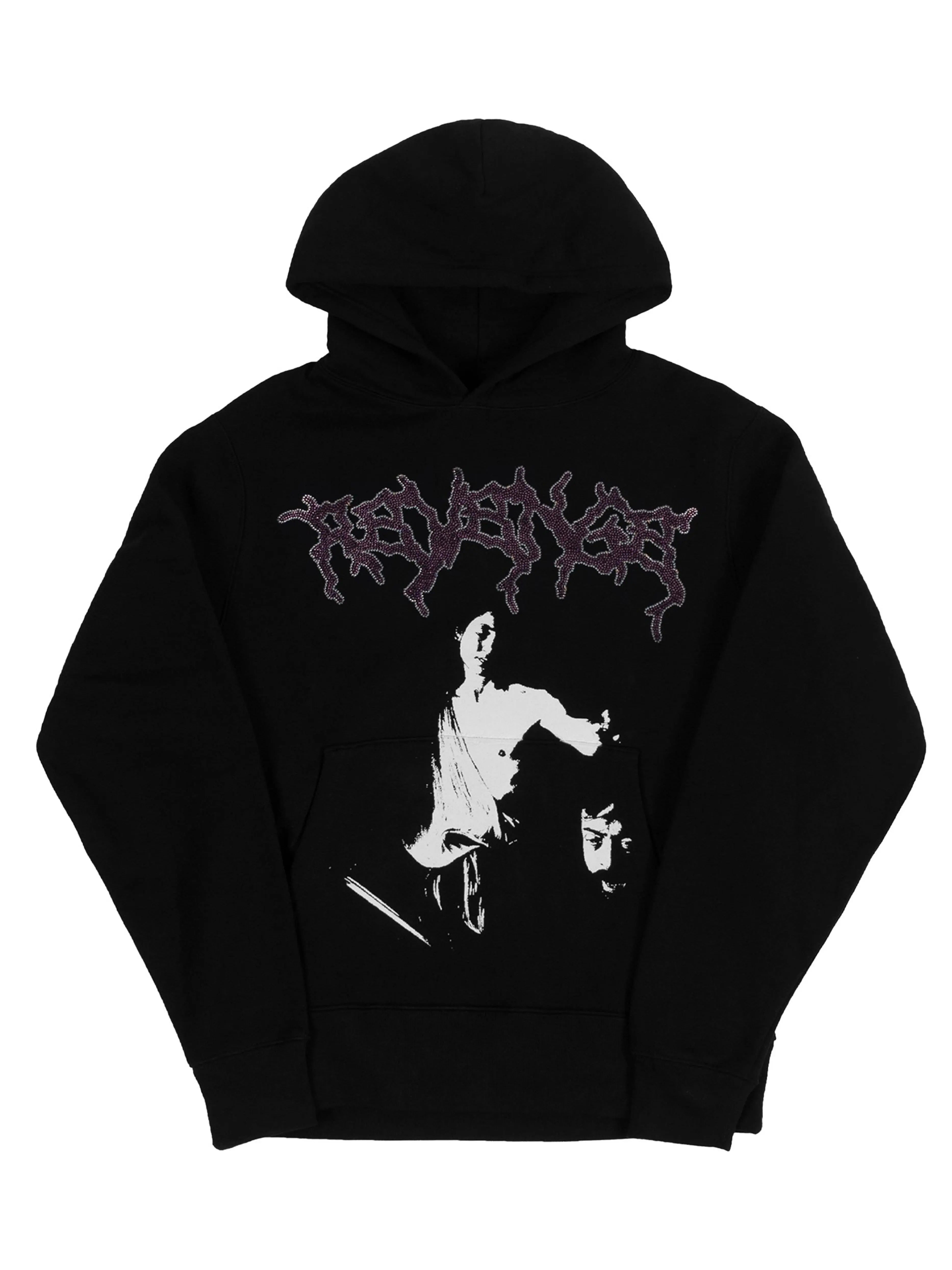 Image of Revenge Black Nine Months Rhinestone Hoodie Prior