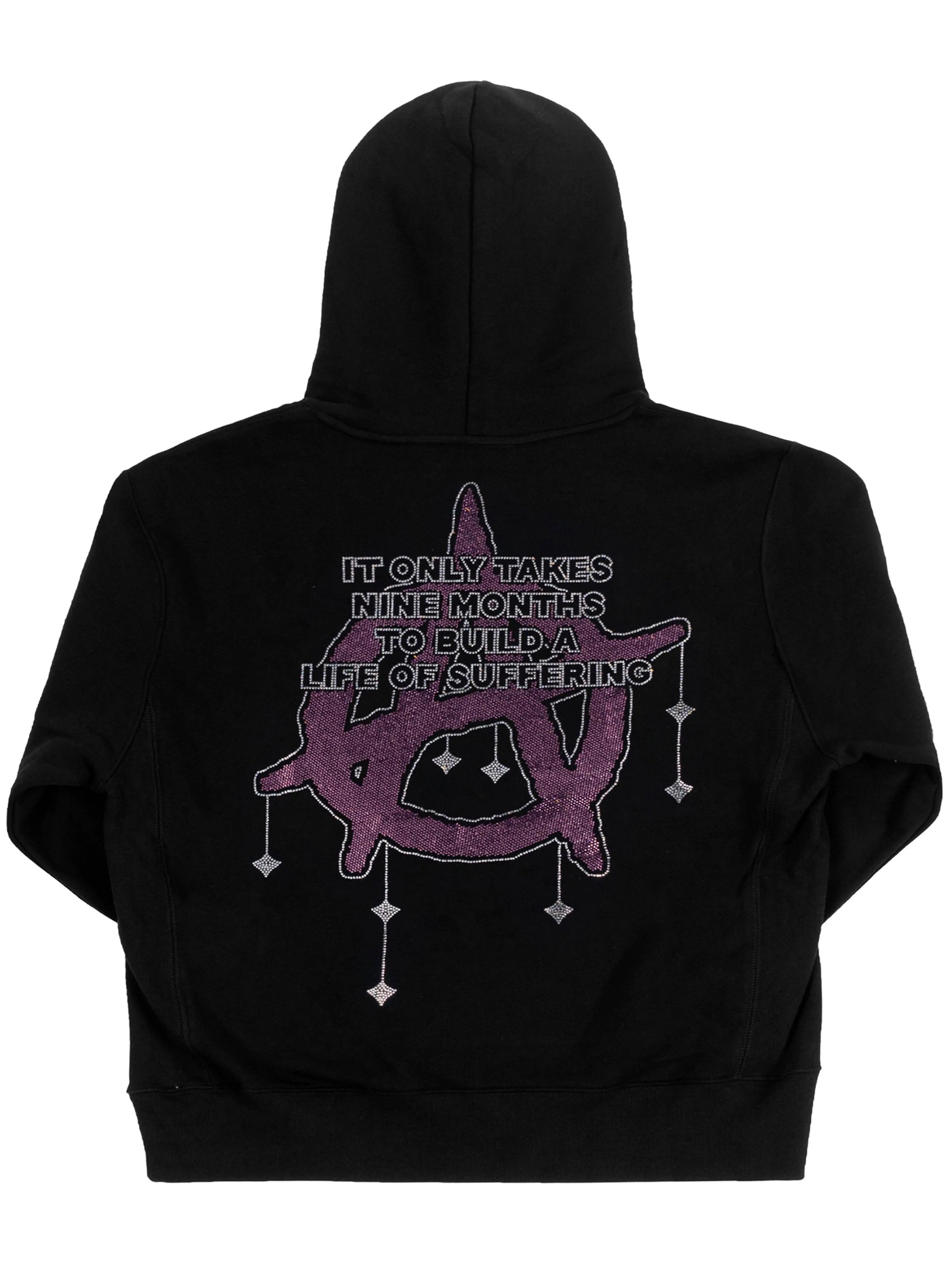 Image of Revenge Black Nine Months Rhinestone Hoodie Prior