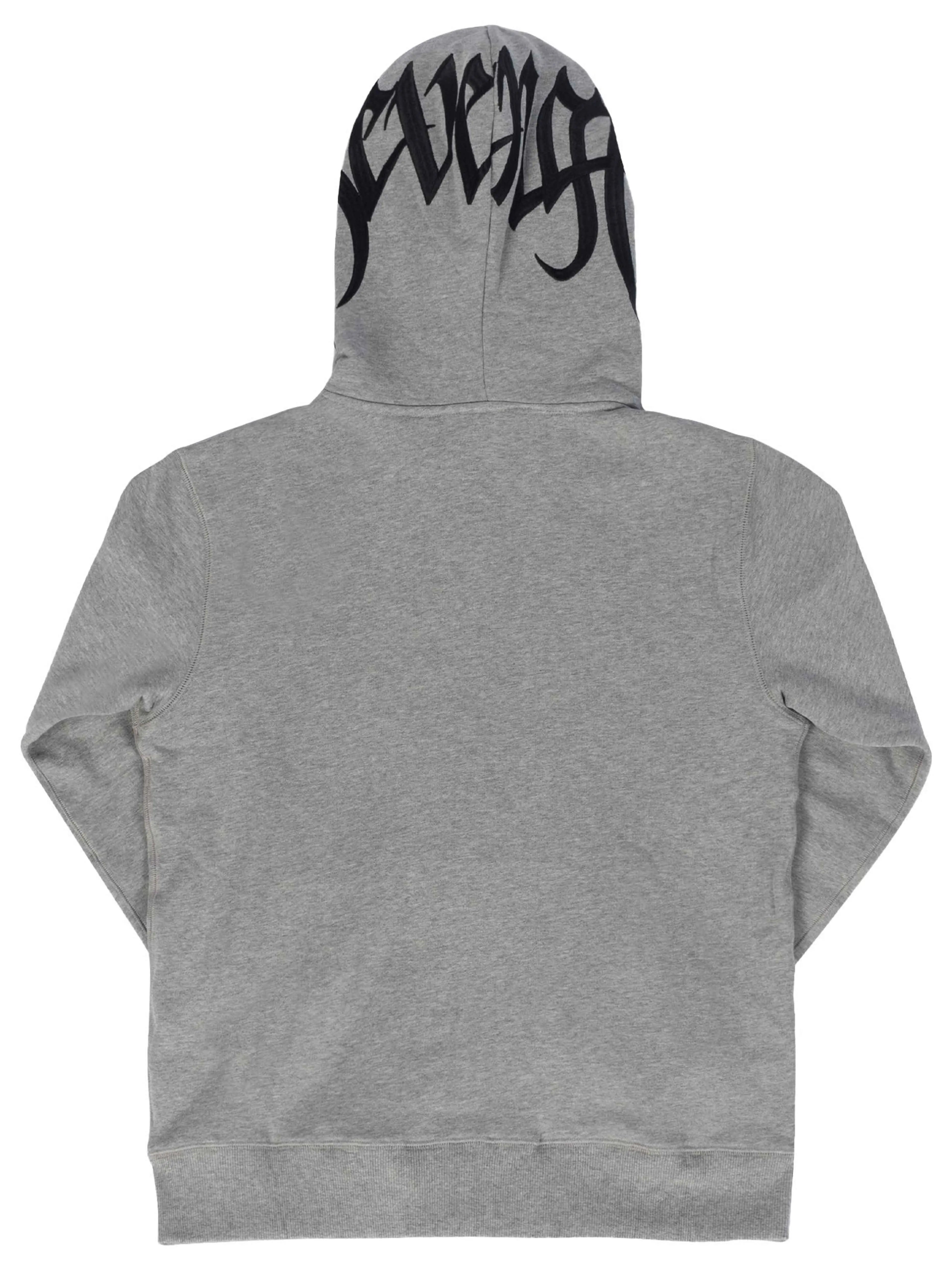 Image of Revenge Embroidered Full Zip Hoodie Grey Prior