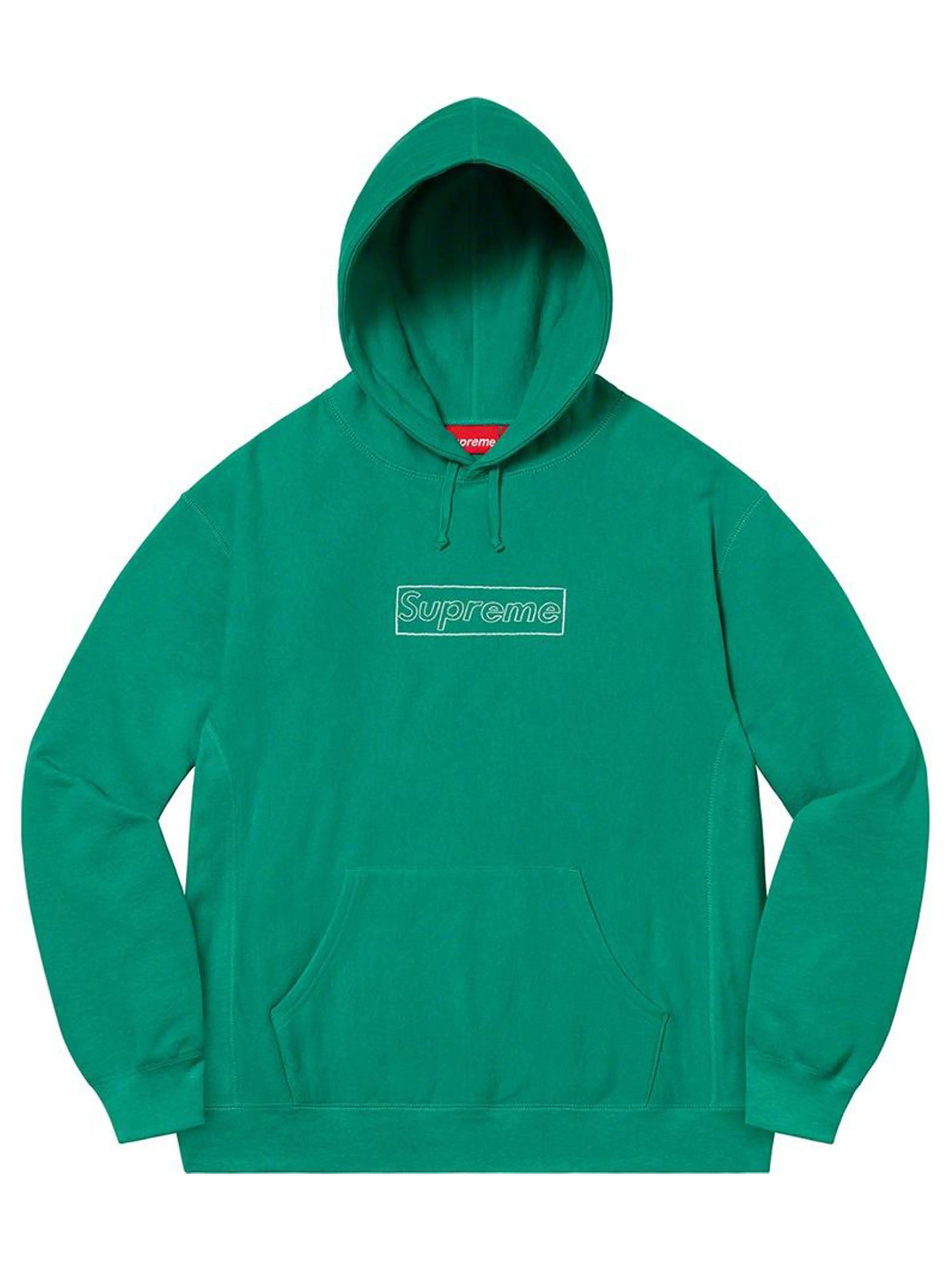 Image of SUPREME KAWS CHALK LOGO HOODIE LIGHT PINE [SS21] Prior