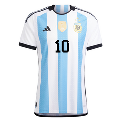 Image of Lionel Messi Authentic Argentina Home Winners Jersey 2022